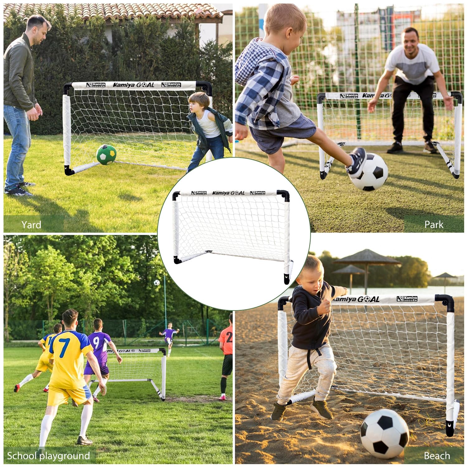 Porte Da Calcio Pieghevoli Per Bambini - Set Con Pallone, Pompa E Borsa, 60x45cm - Foto 4