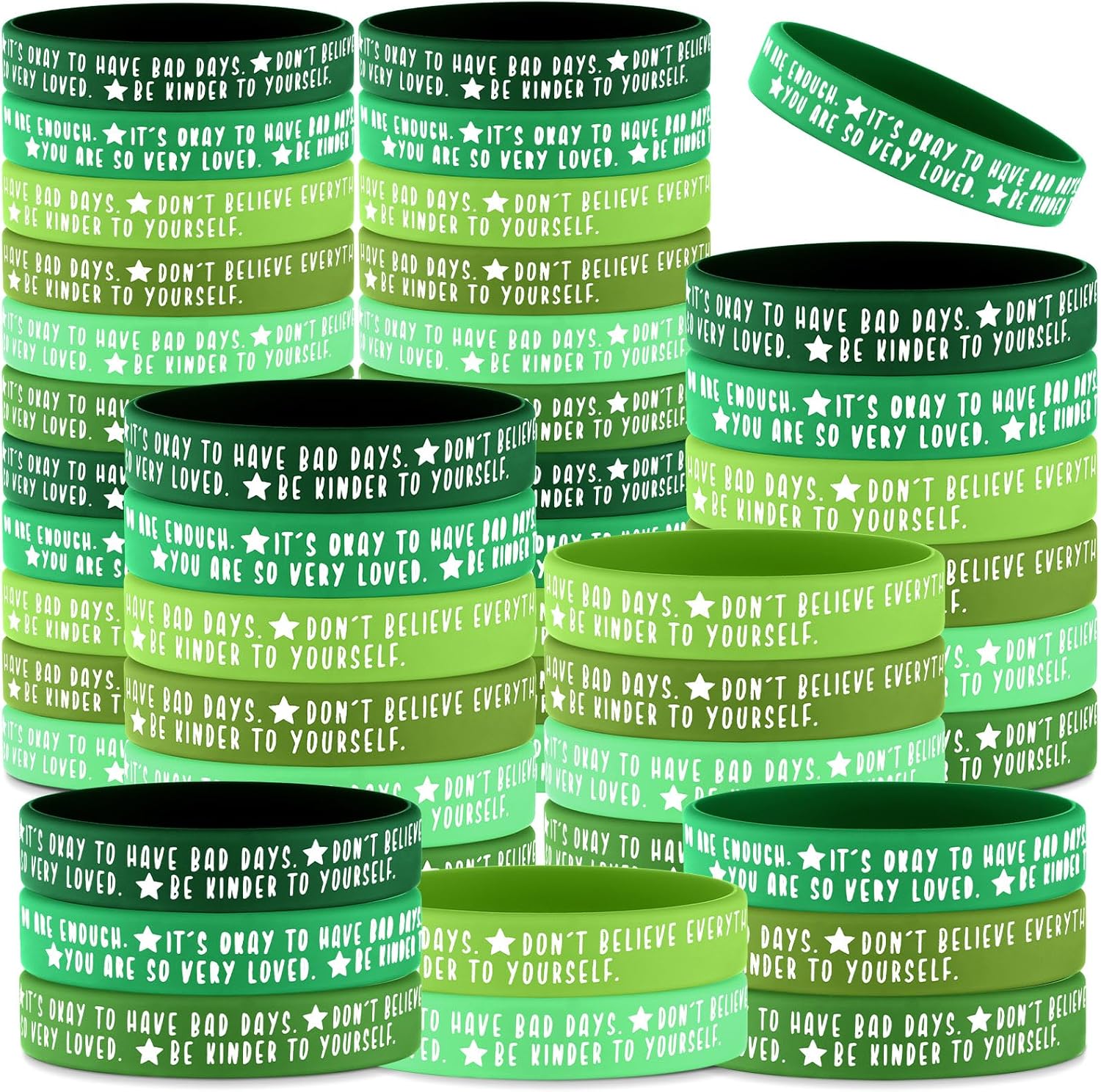 Ecation 36 Pcs Mental Health Awareness Month Wristbands Bulk Motivational Rubber Bracelets Positive Silicone Bracelets Mental Health Gifts for Office Public Social Event Student
