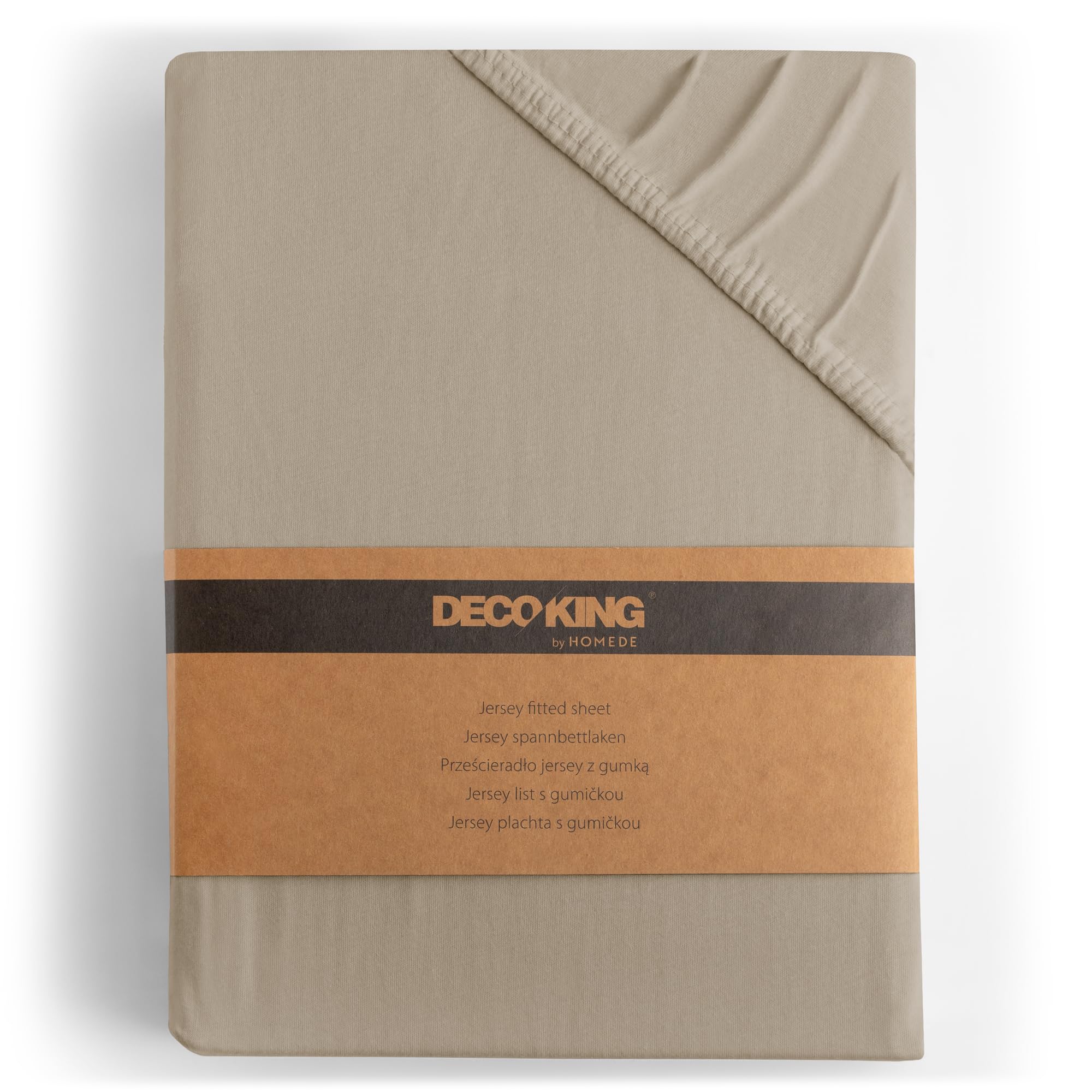 DecoKing Fitted Sheet Single 100% Combed Cotton Soft Jersey Bed Sheet 80x200-90x200 cm Cappuccino Amber