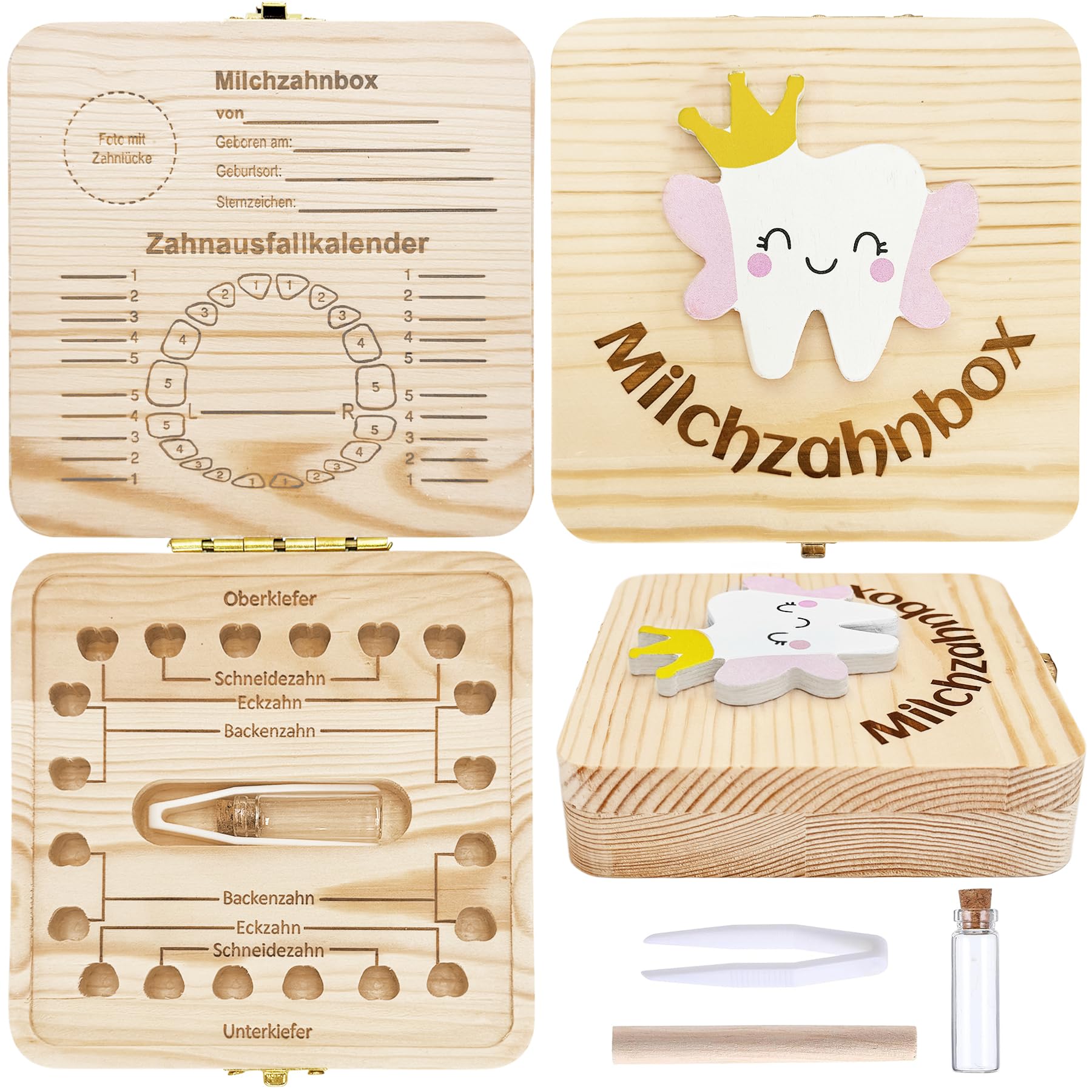 Zahnbox Holz Milchzähne Box,Zahnbox Zahndose für Milchzahndose Aus Holz,Jungen Souvenir Box,Aufbewahrungsbox für Baby-Zähne,Milchzahndose Junge Milchzahnbox Junge für Mädchen und Jungen