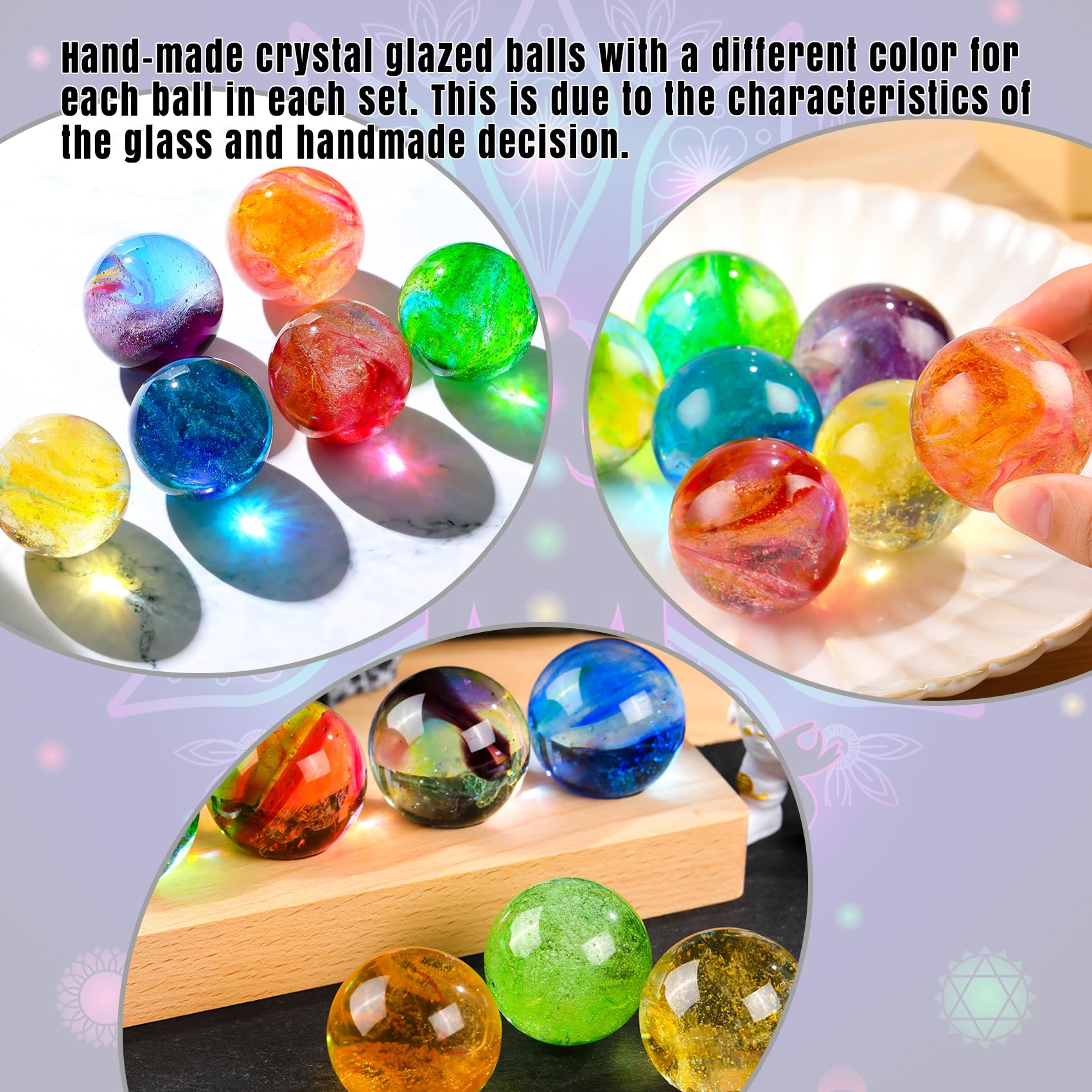 Amazon.com: Ornalrist 7 Chakra Natural Healing Spheres with Wooden