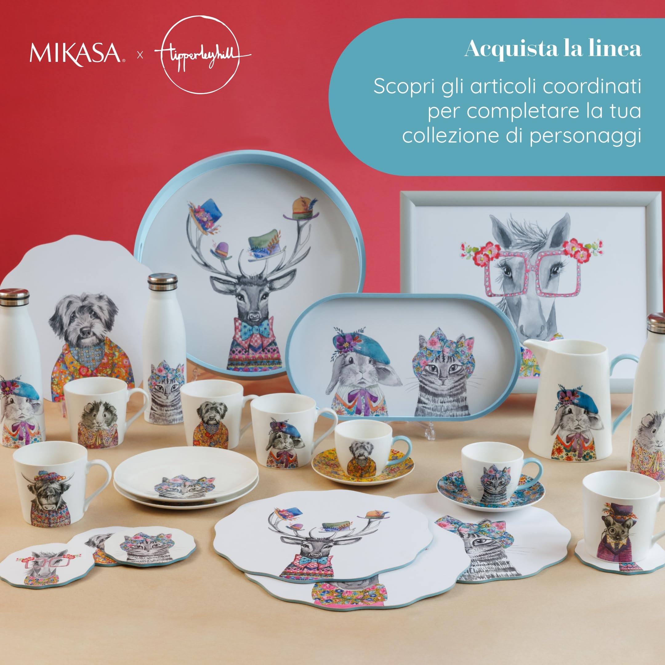 Mikasa x Tipperleyhill, Set di 2 tazze da 240 ml con piattini in porcellana fine, perfetto per il tè pomeridiano, lavabile in lavastoviglie, in confezione regalo