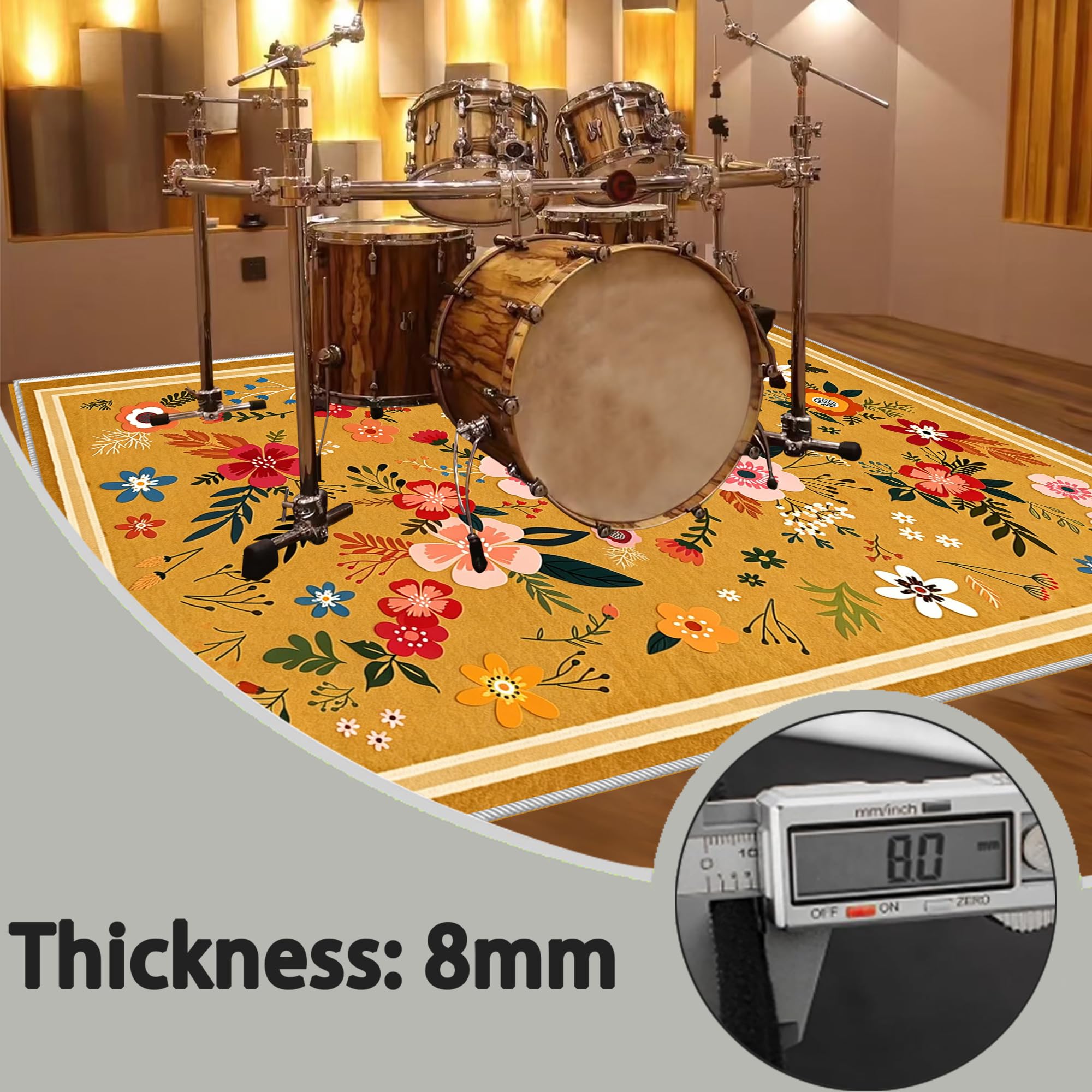 Schlagzeugteppich rutschfest Schlagzeug Teppich Drum Teppich Schalldicht Drum Teppich Matte Musikinstrumente Bodenmatte Schallschutz Akustik Teppich Rutschfester Drum Rug Trommelteppich 140 x 90 cm