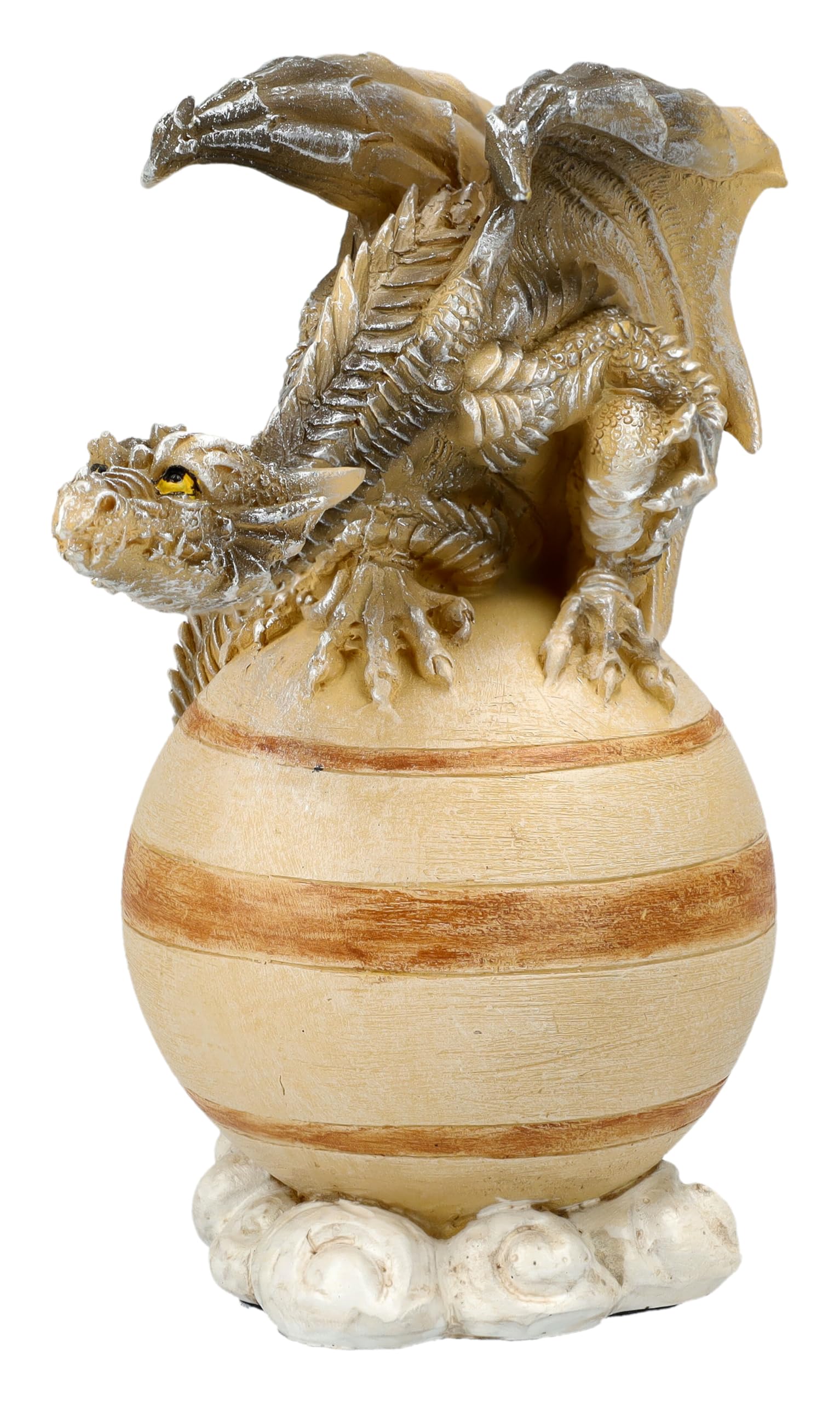 Figuren Shop GmbH Figurine dragon planète Saturne - Figurine décorative fantastique avec gardien galactique, 13 cm de hauteur