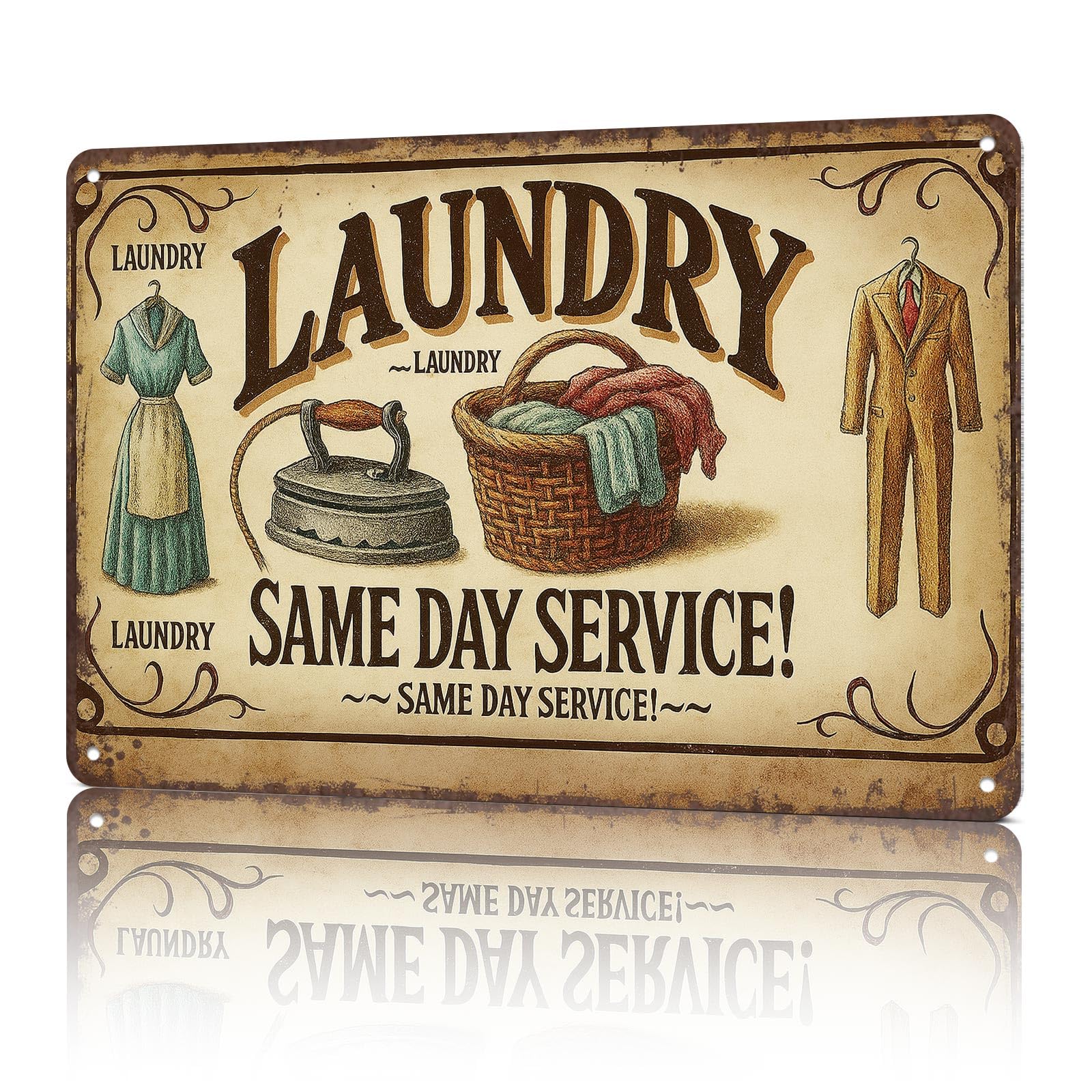 KWQDOZF Vintage Metal Tin Sign Vintage LAUNDRY Wall Decor Sign Posters Wall Art for Dorm Home Office Room Decor 8X12inch