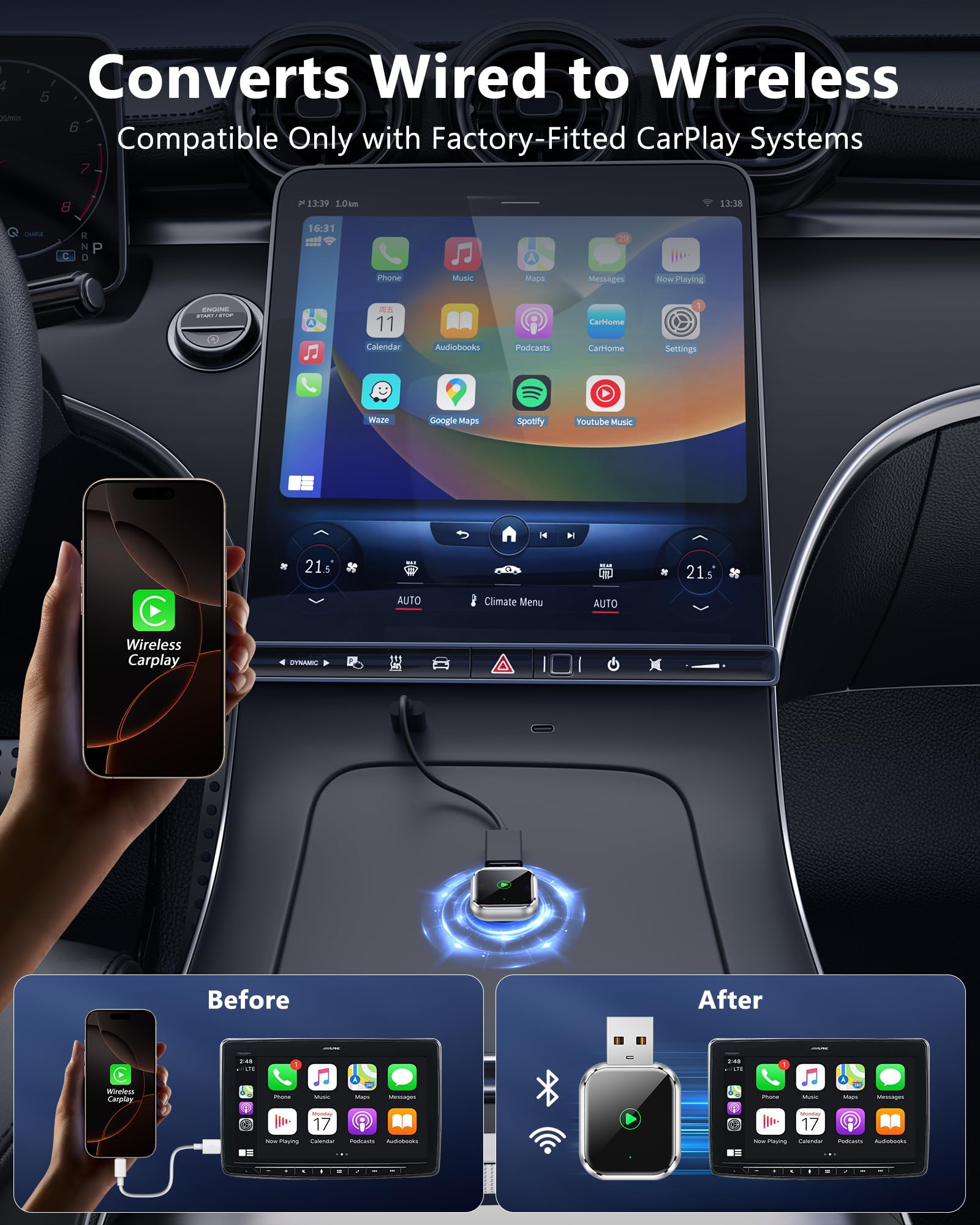 Geen gedoe met kabels: dit zijn de 3 beste draadloze Apple CarPlay dongles
