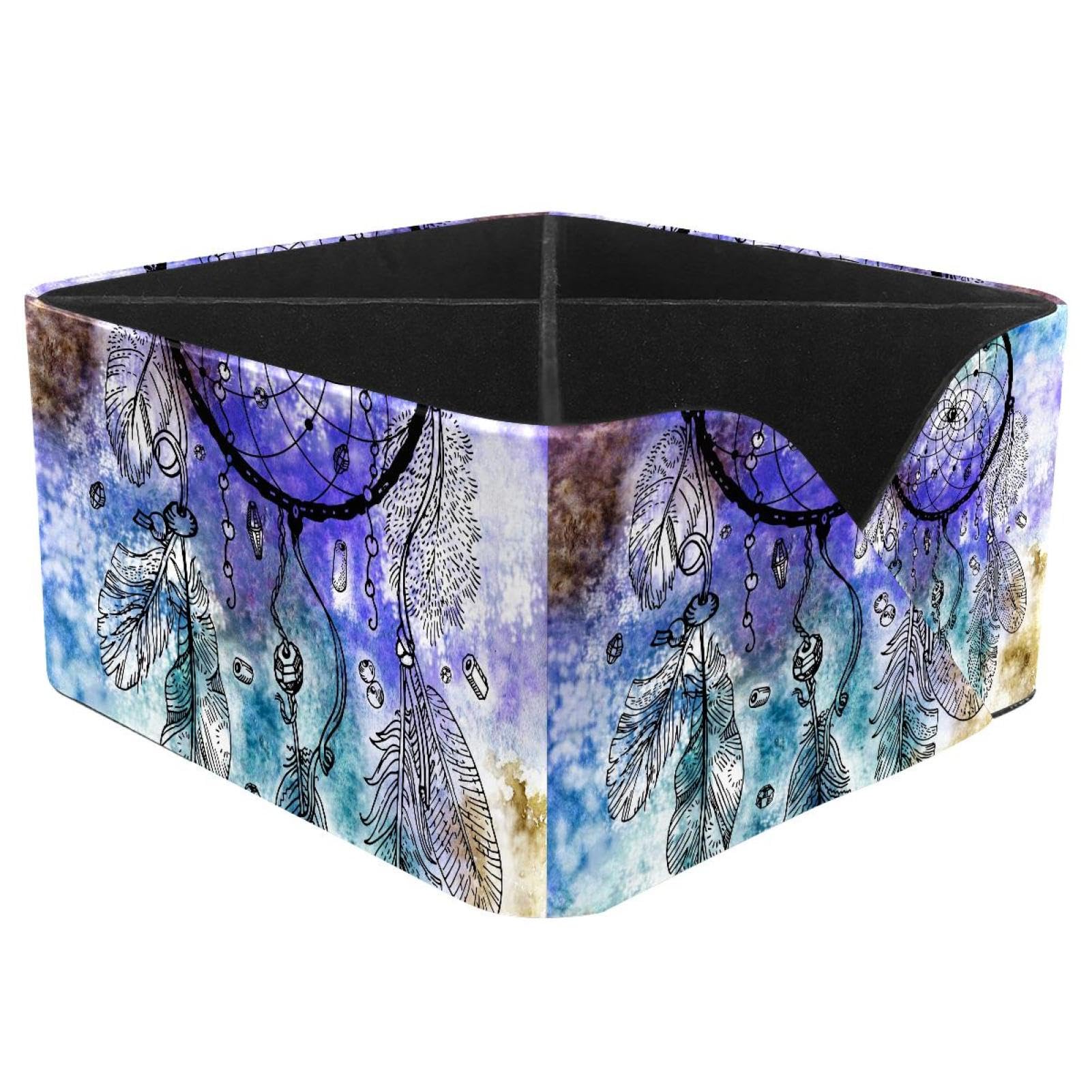 KengjuTesu Dreamcatcher Desktop Organizer Pen Holder, Rectangular Pencil Cup for Office, Study and Makeup Stations