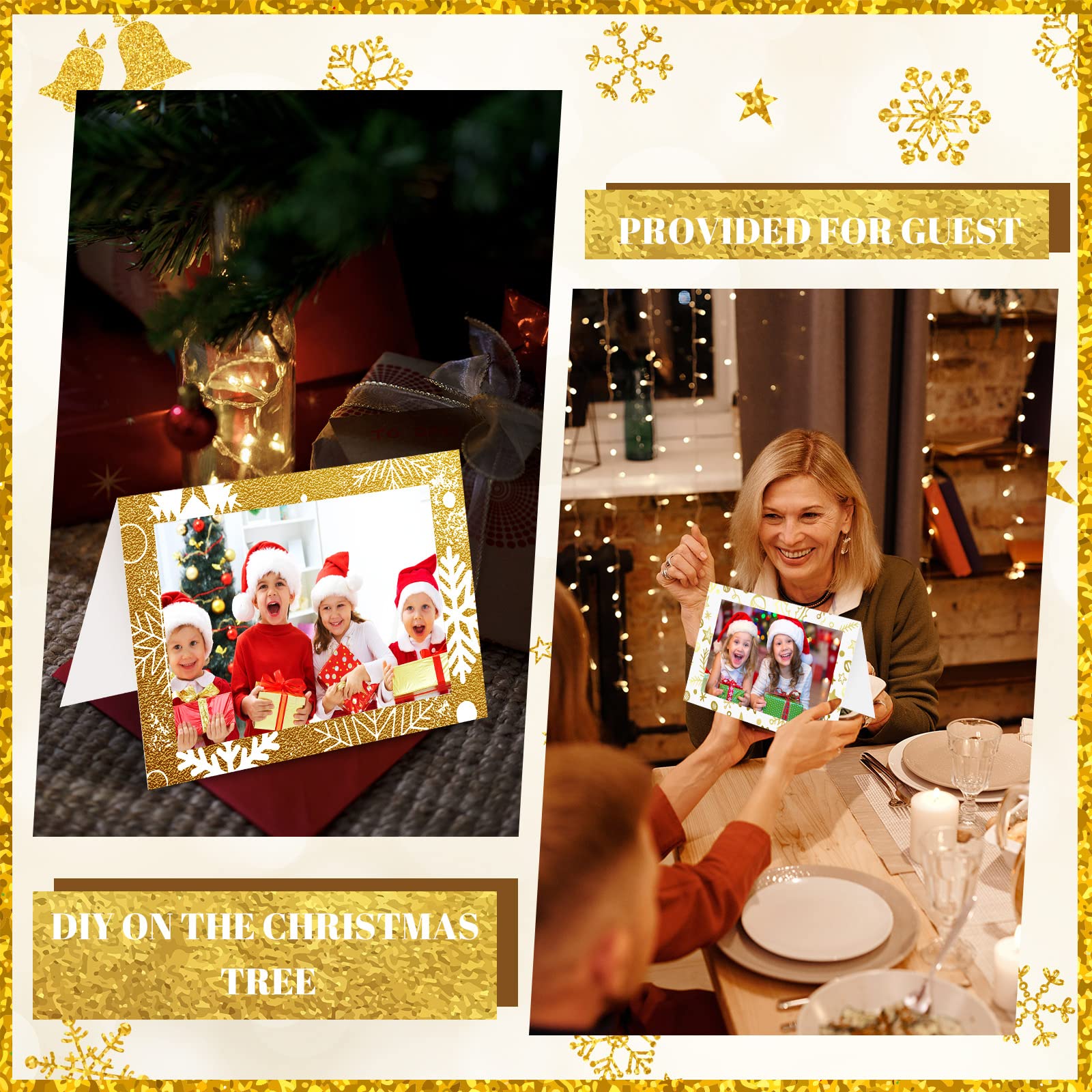 Amazon | 120枚セット クリスマスフォトフレーム グリーティングカード