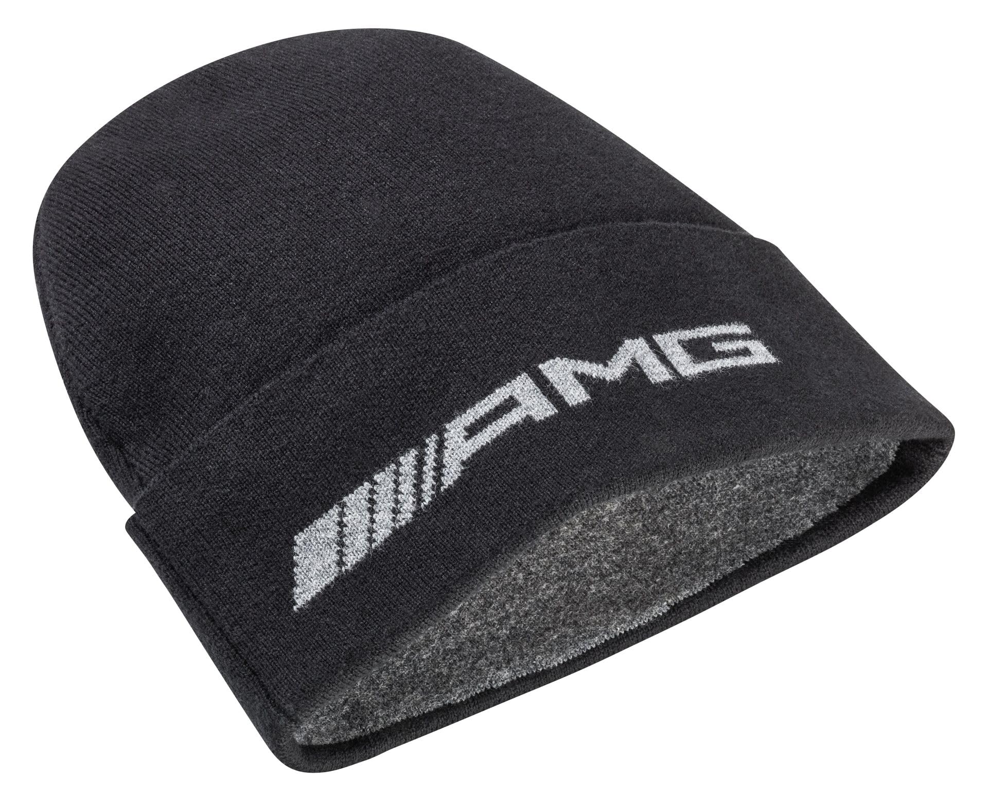 AMG Strickmütze, 100 % Baumwolle, Schwarz, mit weißer Stickerei AMG, offizielle Mercedes-Benz Kollektion