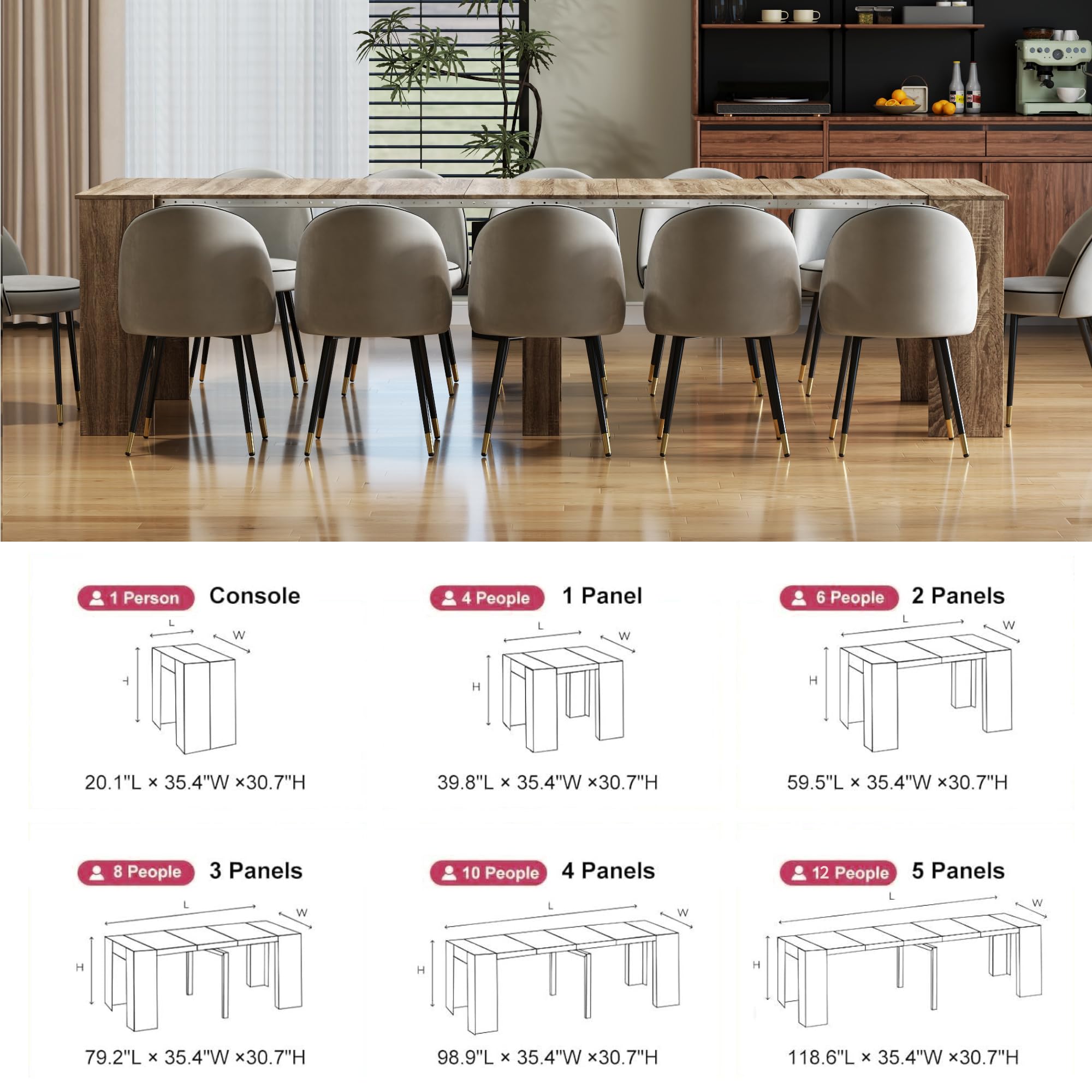 Amazon.com - Transformer Extendable Dining Table for 2-12 People