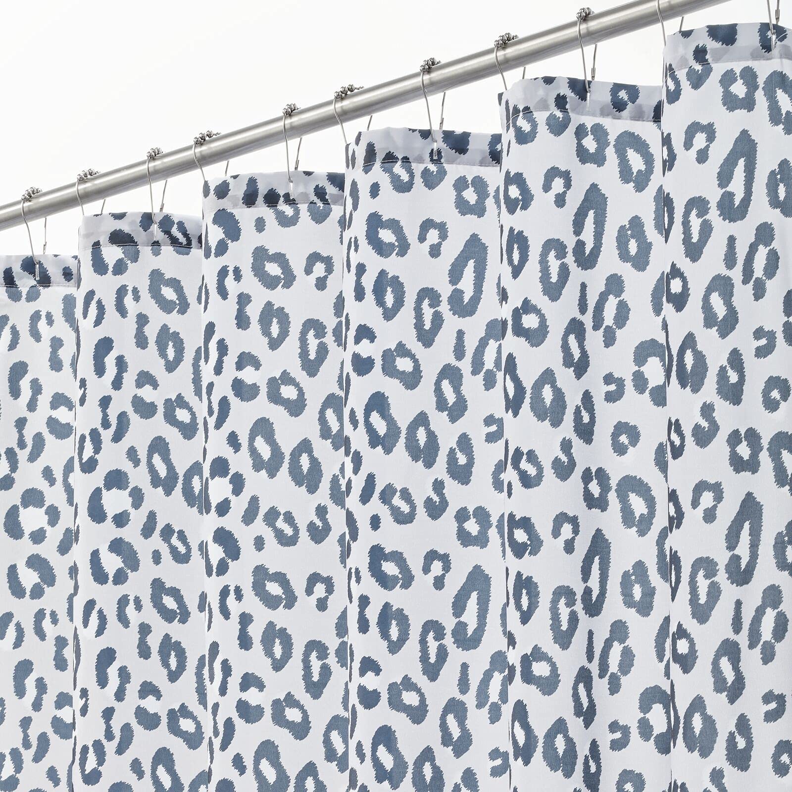 mDesign Decorative Cheetah Print - Easy Care Fabric Shower Curtain with Reinforced Buttonholes, for Bathroom Showers, Stalls and Bathtubs, Machine Washable - 72" x 72" - Gray