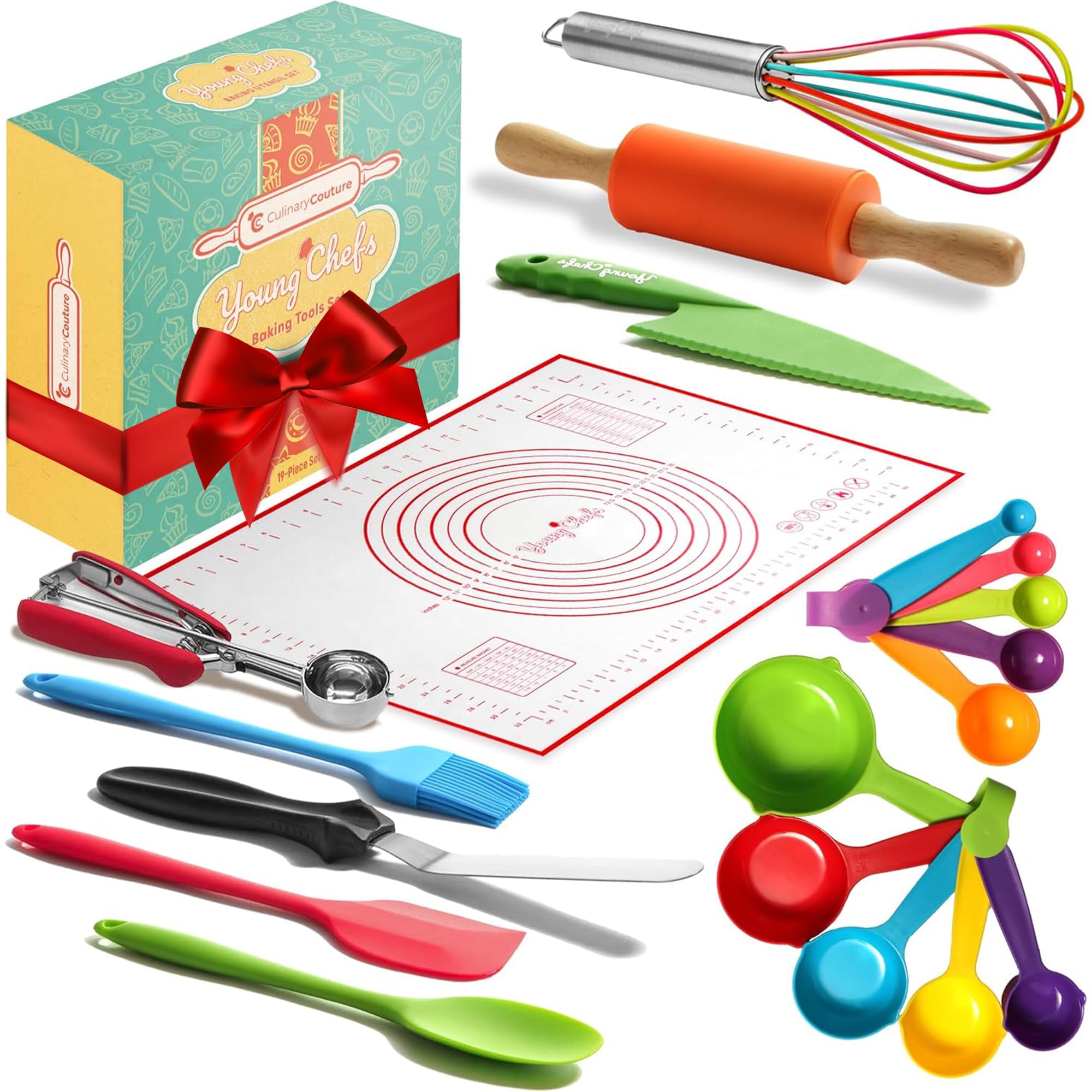 Young Chefs Cooking and Baking Set for Kids – 19 Pieces Real Baking Set – Giftable Sets for Girls and Boys – Stocking Stuffers for Kids Cooking Sets Real 8-12 Years