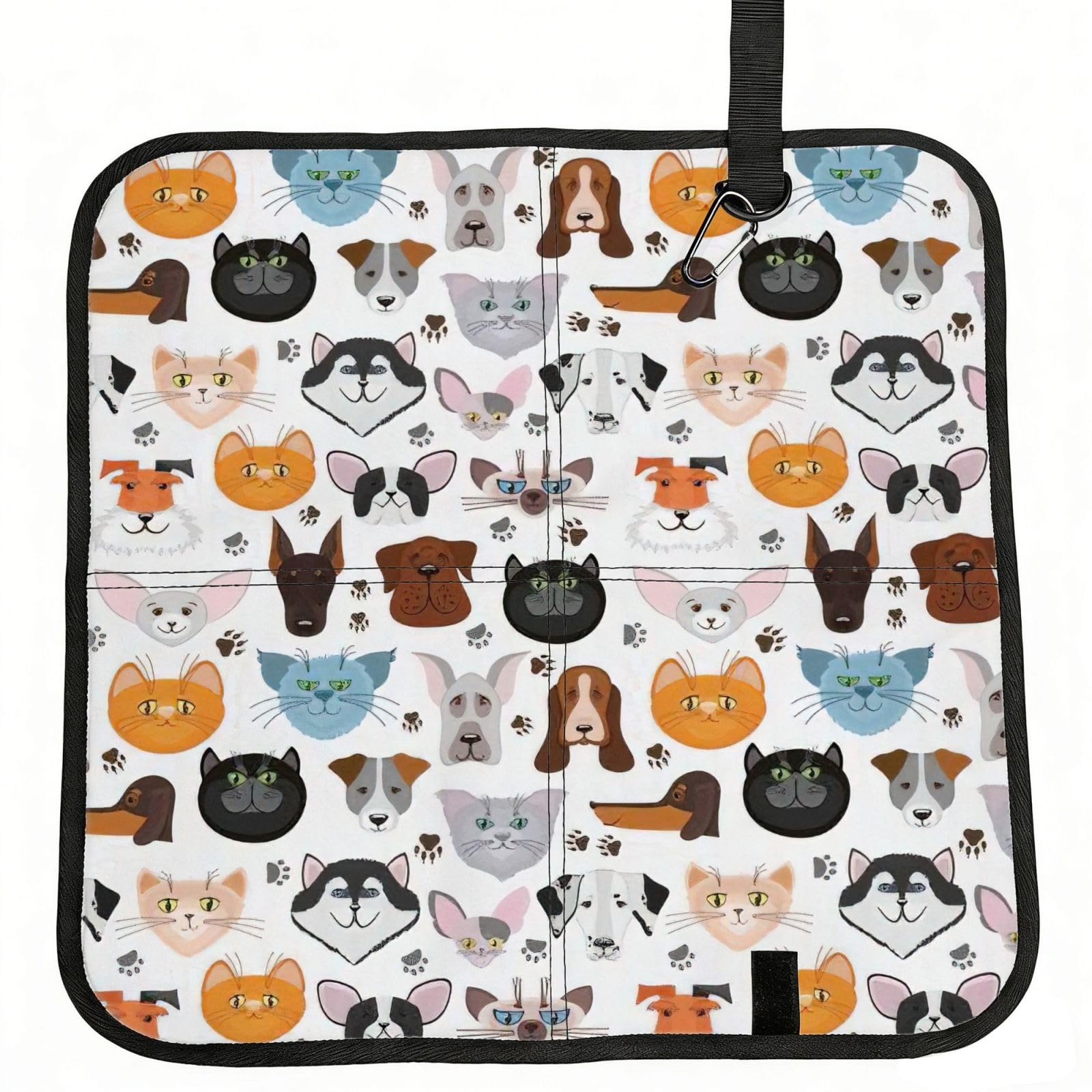 PPHGUT Cartoon Cat And Dog Print Foldable Seat Cushion Waterproof Portable Chair Pad Travel Outdoor Picnic Camping