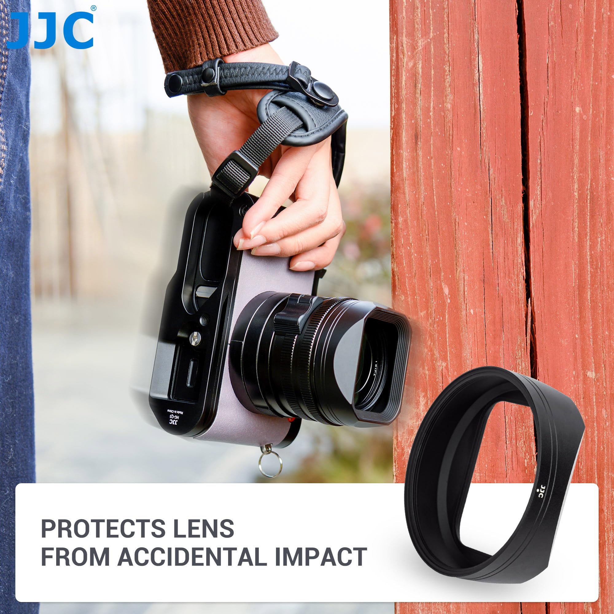 JJC Paraluce Quadrato in Metallo per Leica Q3 43, Q3, Q2 Design Ottimizzato Senza Vignettatura, Compatibile con Filtri Spessi 8mm e Modalità Macro, Adattabile al Tappo Obiettivo Originale
