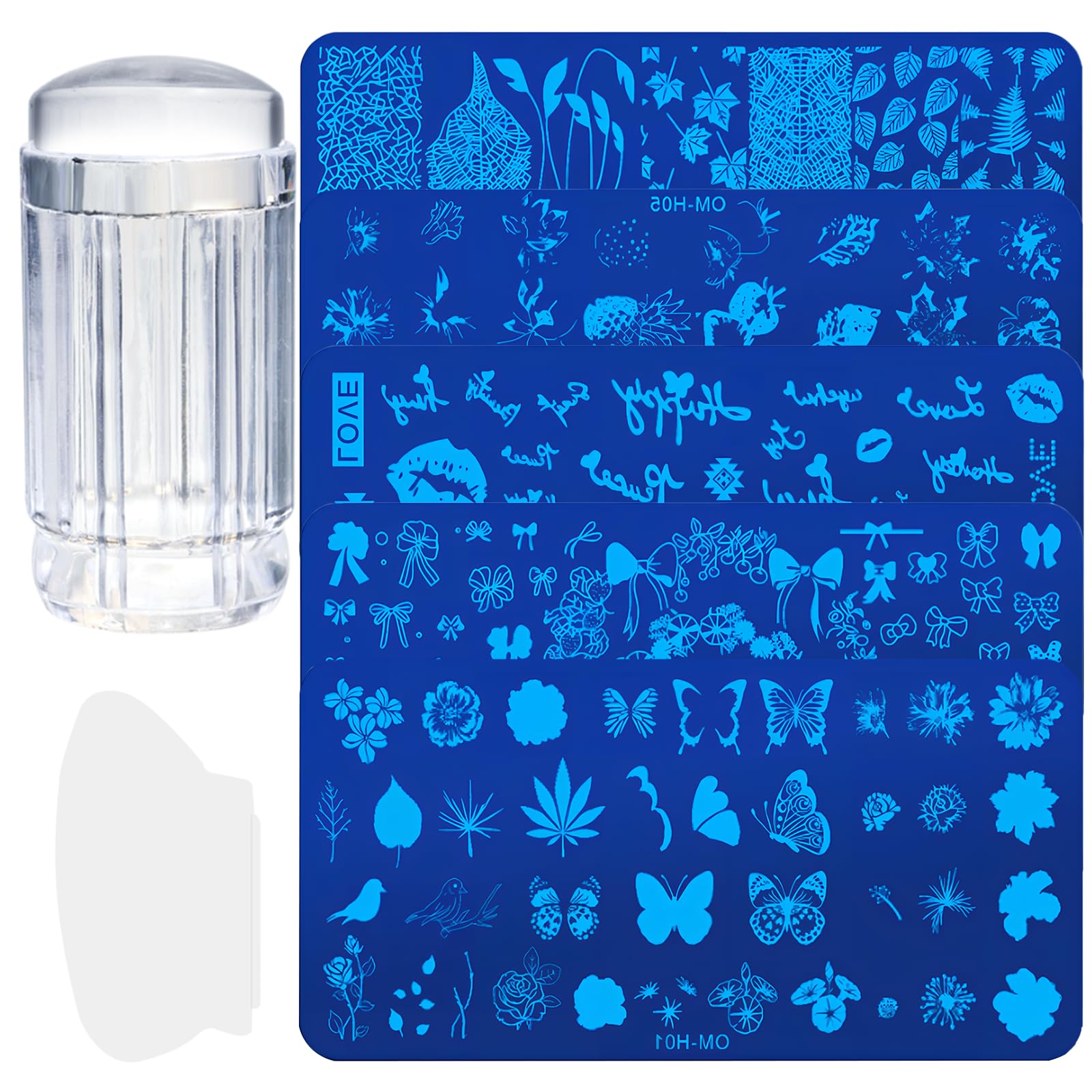 Nail Art Stamping Plates Set 7 Piezas Placas Estampacion Uñas Kit Estampador
