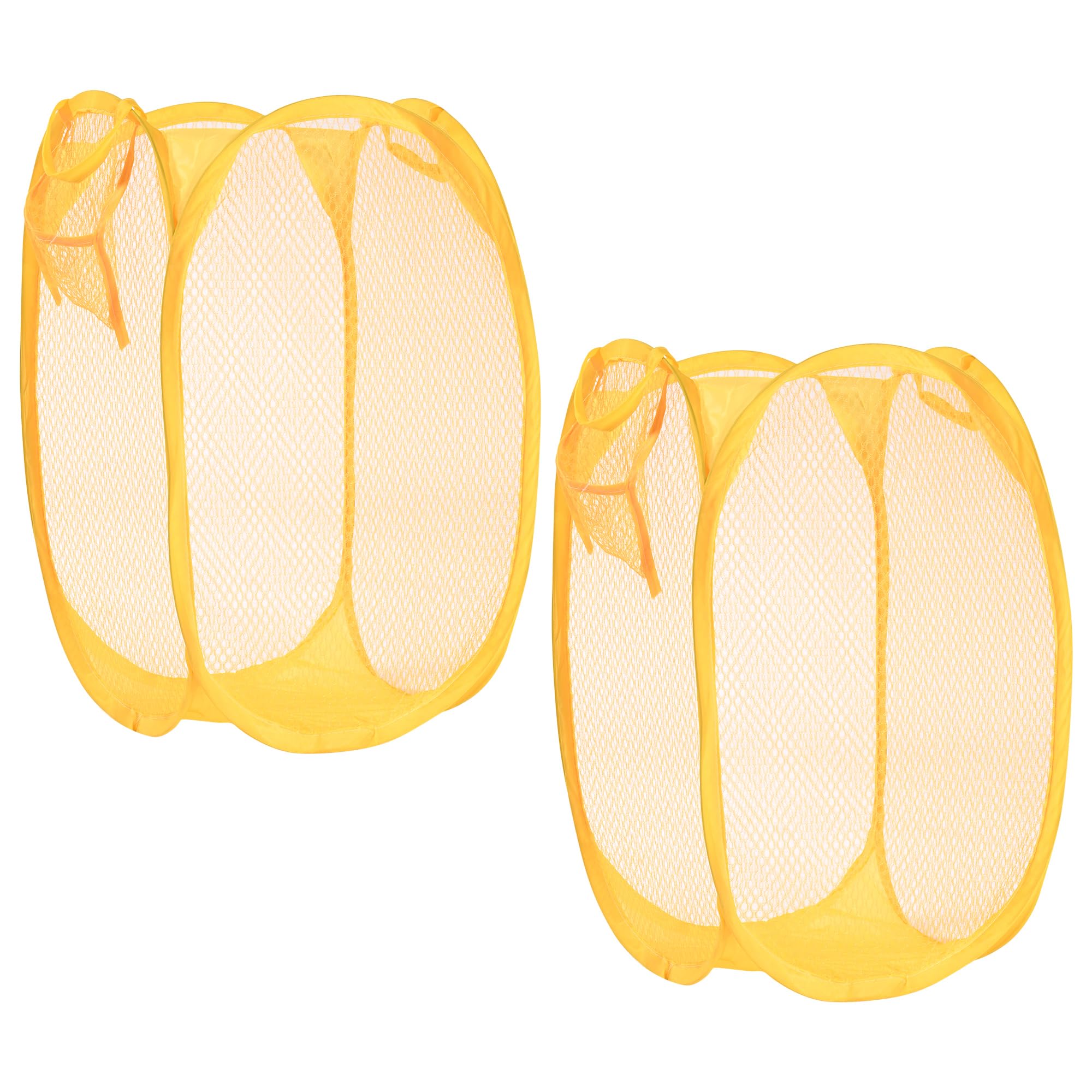 Kuber Industries Pack of 2 Unwashed Clothes Storage Basket | Foldable Laundry Basket for Clothes | Mesh Laundry Bag | Collapsible & Portable | 20 LTR | Yellow