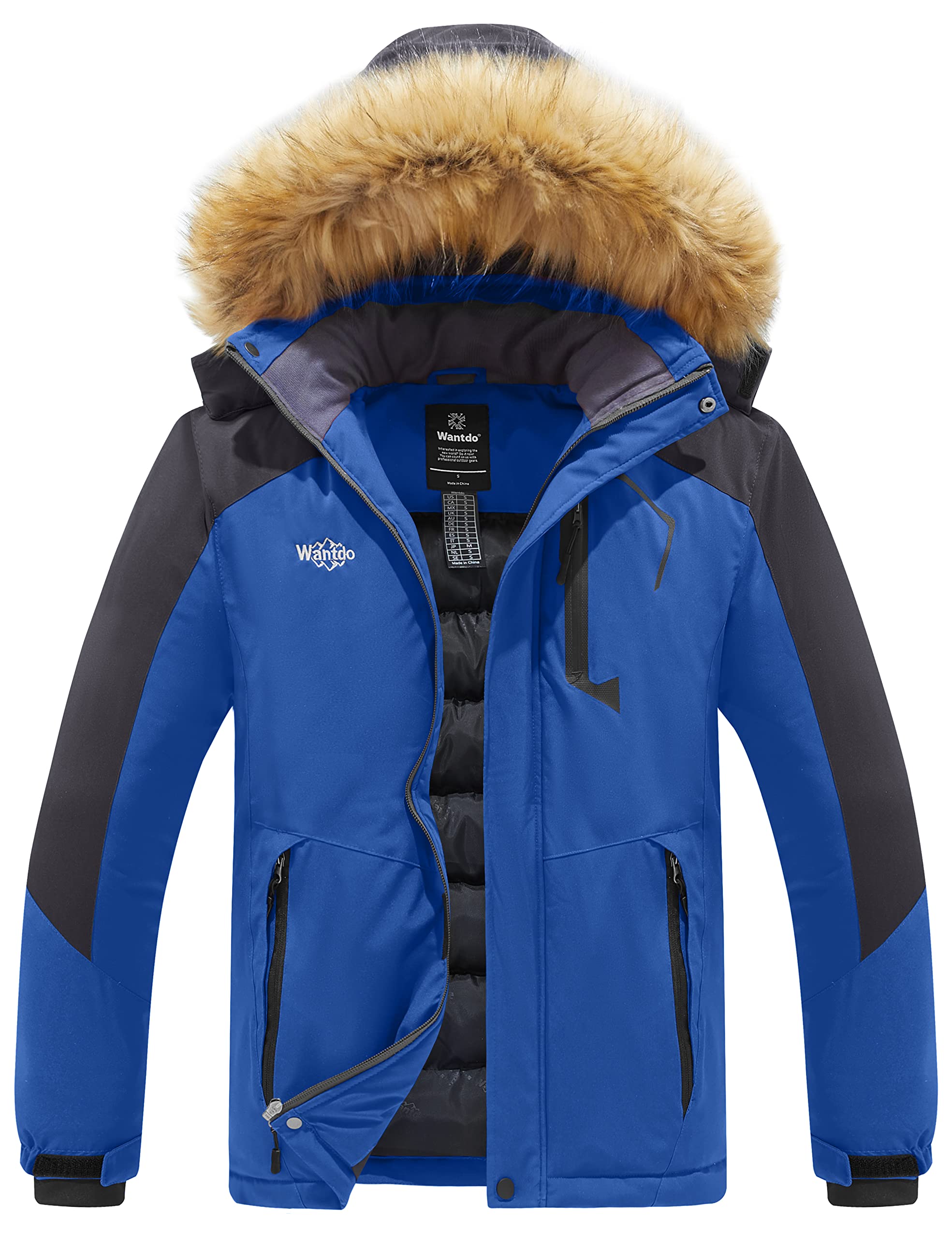 wantdoMen's Waterproof Ski Jacket Winter Hooded Thickened Bubble Coat