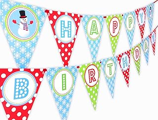 Snowman Happy Birthday Banner Pennant