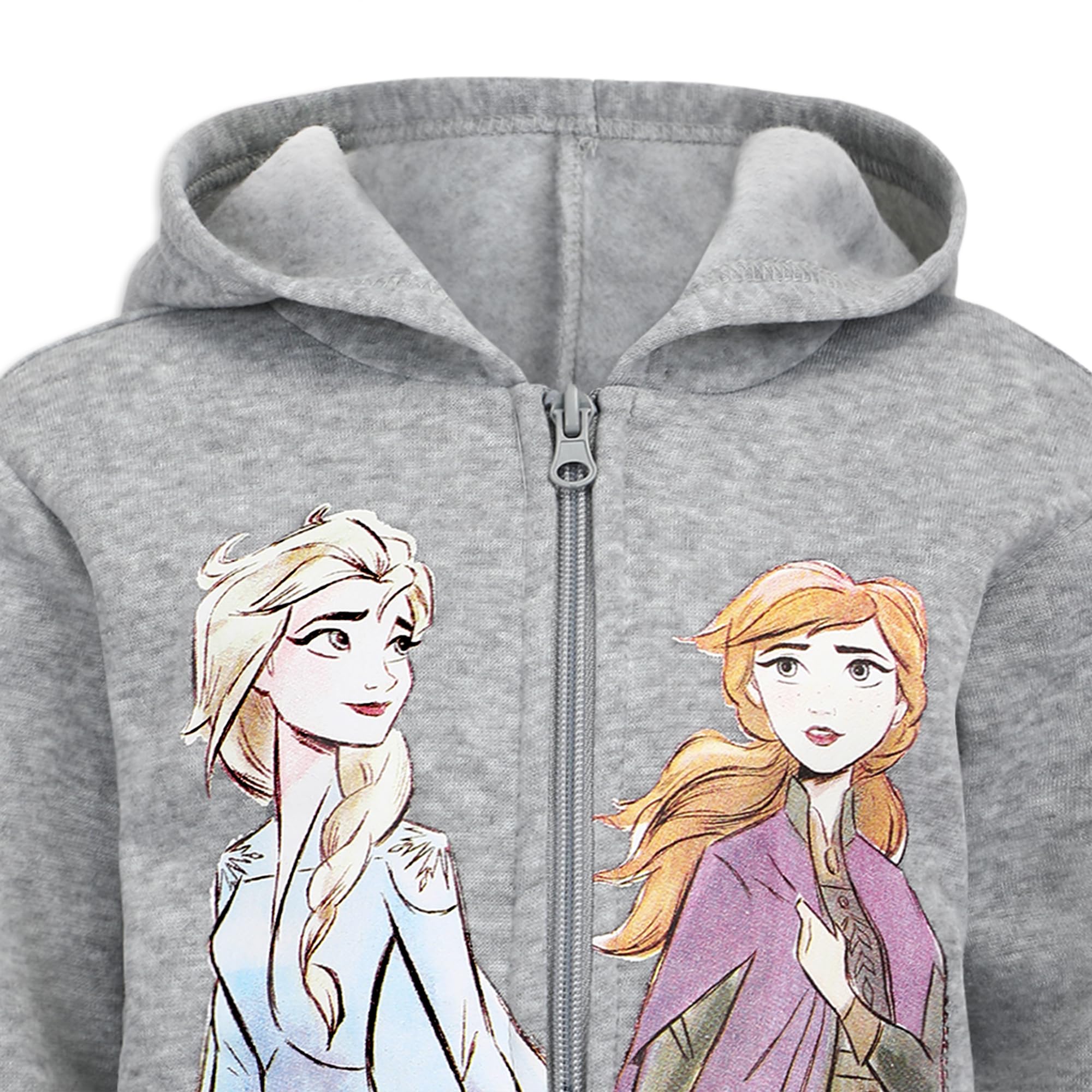 Disney 3PC Frozen II Leggings Set for Girls with Elsa Shirt and Zip-Up Hoodie Blue - Off-White