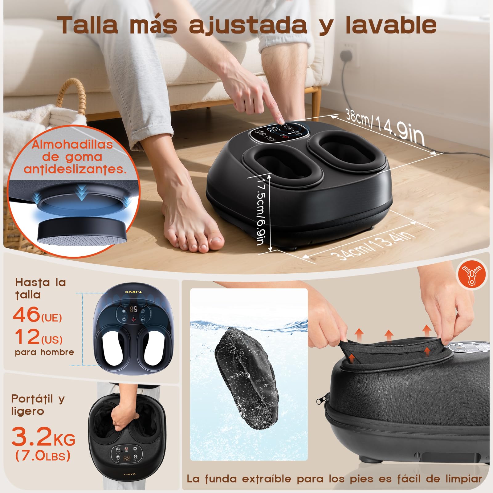 Masajeador de Pies Shiatsu con Calor y Compresión de Aire,Control Remoto | Múltiples Modos, hasta Talla EU 46, para Oficina y Hogar