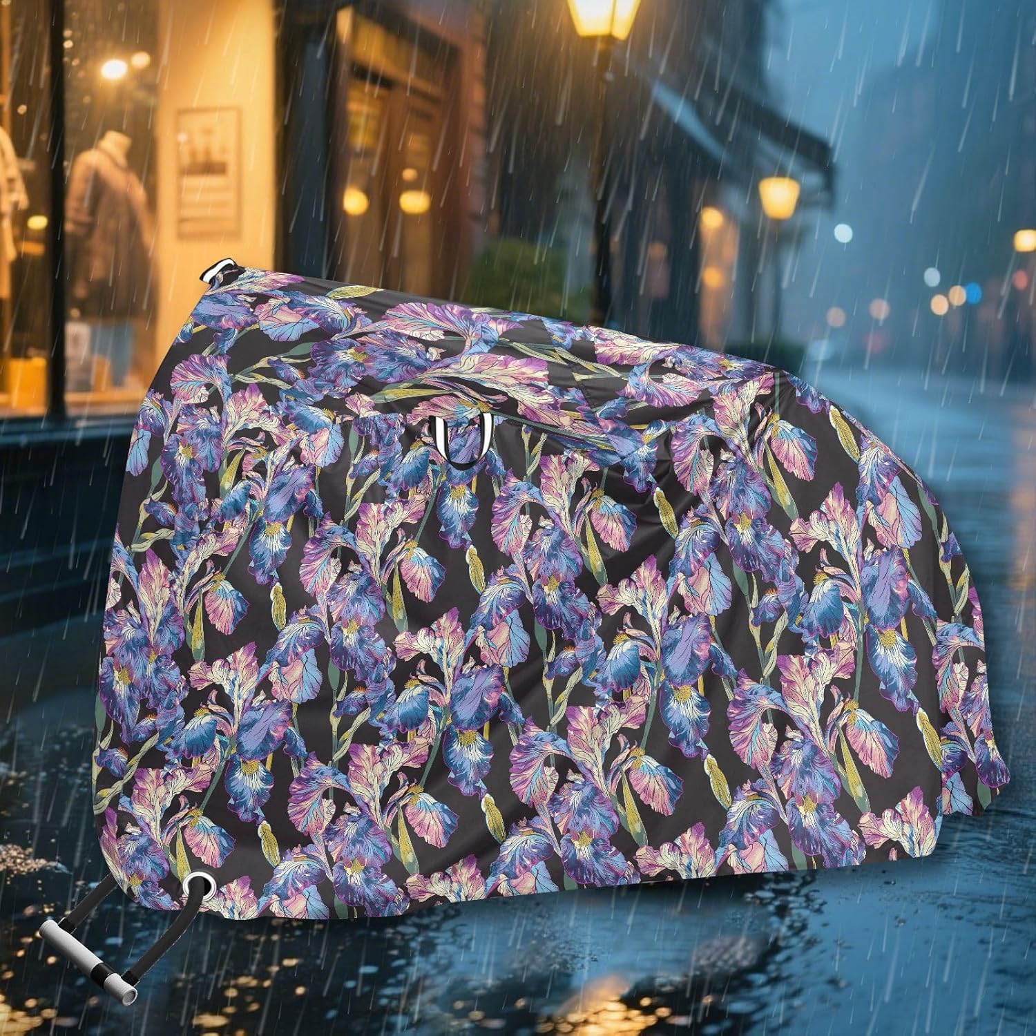 ALAZA Iris Flower Boho Bike Cover Waterproof Outdoor Ebike Bicycle Covers Tarp Protection for 1/2 Bikes, Sun UV Dust Wind Proof