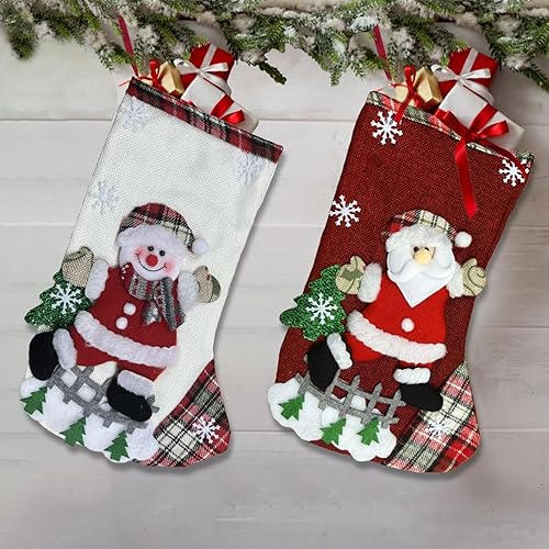 Miniatura 5 de Paquete de 4 medias de Navidad, calcetines de Navidad con Papá Noel, muñeco de nieve, renos, decoraciones de Navidad, paquete familiar, medias de