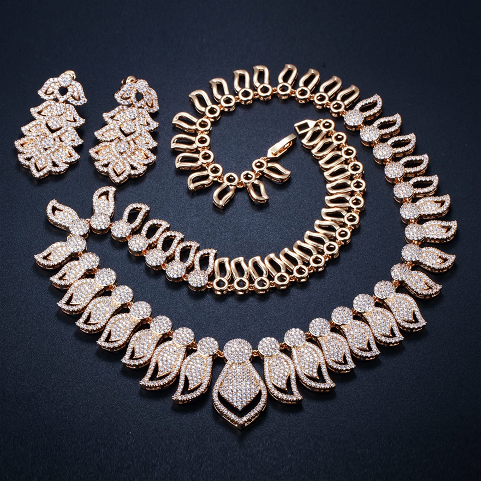 LYGXWJFC Set con Collana e Orecchini da Sposa con Gioielli cubici con Micro pavé