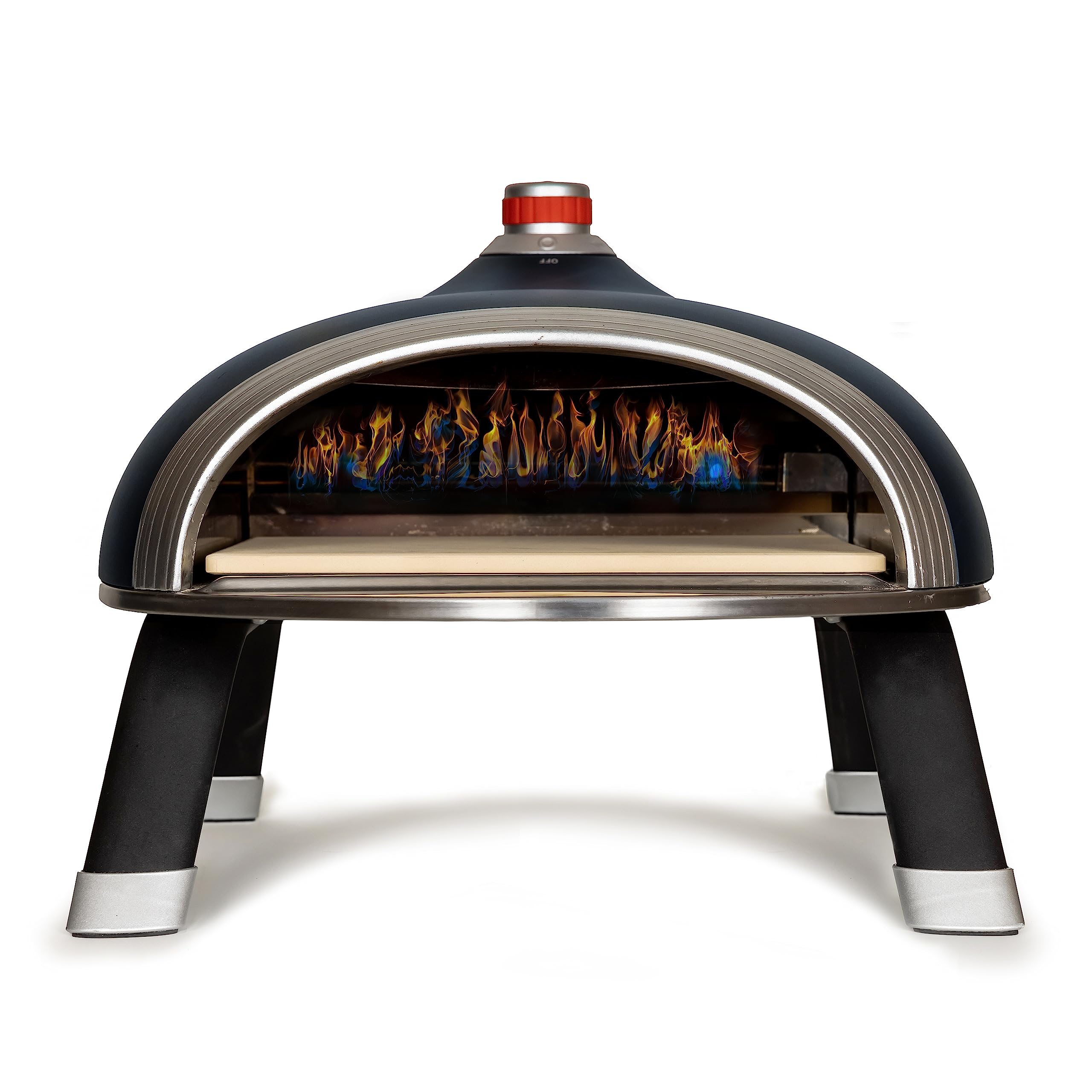 DeliVita Diavolo - Forno per pizza a gas da esterno - blu, funzionamento con propano, butano o bottiglie da campeggio, accessori inclusi: pala pieghevole, borsa per il trasporto, pistola termica e