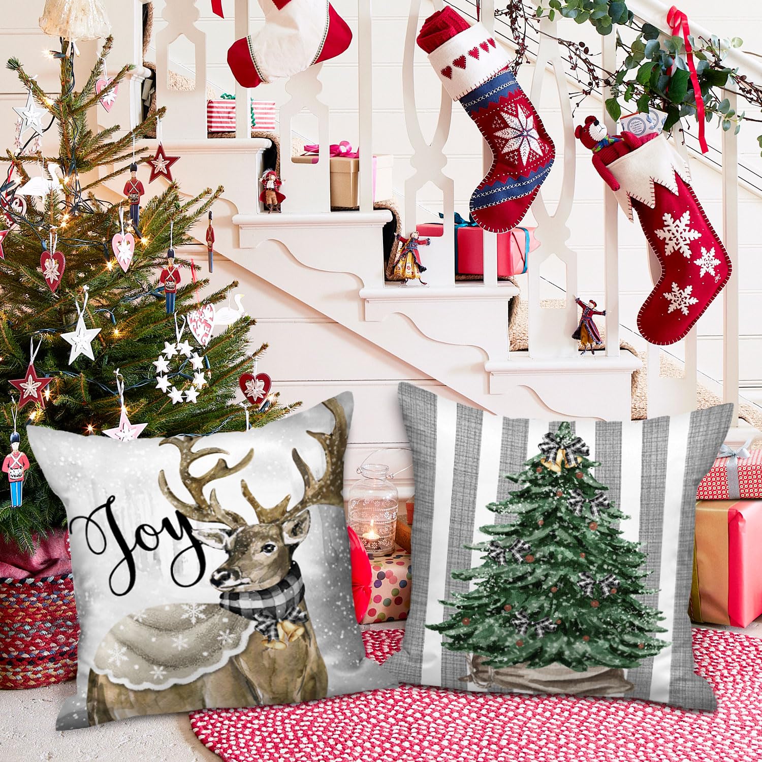 Lanpn Winter 45x45 Christmas Throw Pillow Covers Set of 4 - Image 4