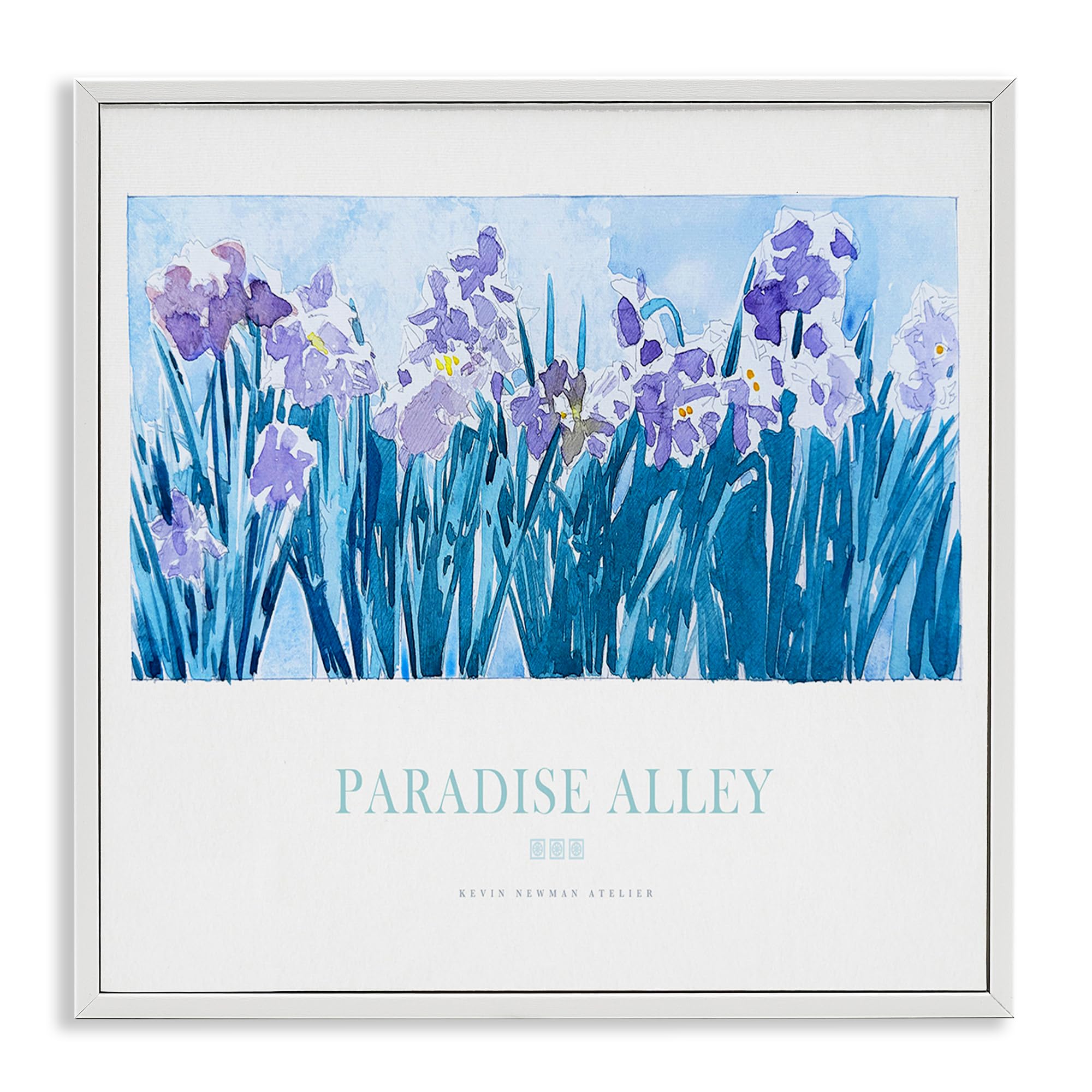 Stupell Industries Coastal White (Textured) 'Paradise Alley Purple Irises'| Framed Giclee Art
