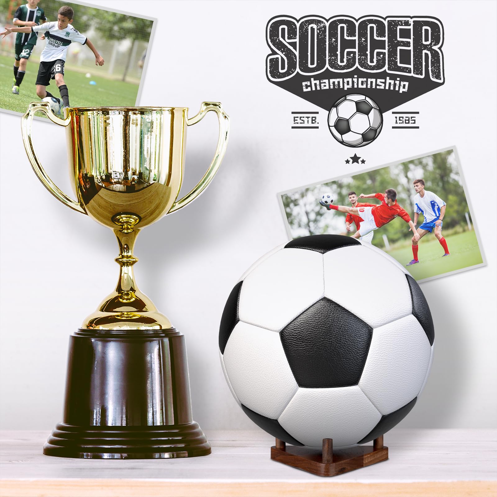 Fentar Support Ballon Foot, Basket et Rugby en Bois - Porte Ballon Stables - Socle Polyvalent - Rangement pour Football, Basketball, Rugby, Volleyball