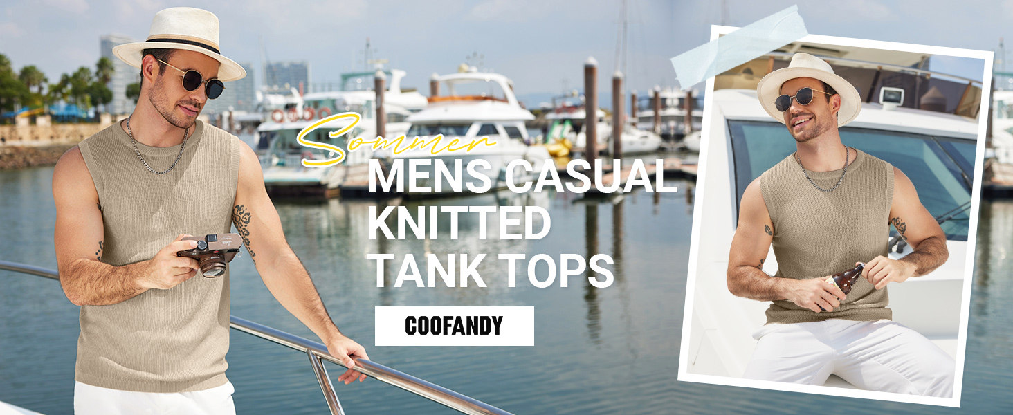 COOFANDY Mens Casual Knitted Tank Tops Crew Neck Sleeveless Muscle