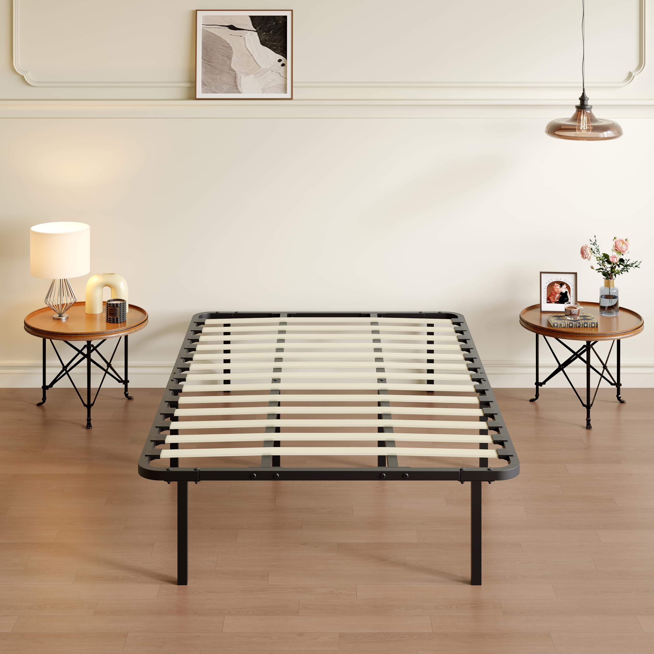 TEENO Somier de 120 x 190 cm – Estructura reforzada 1 × 13 con doble tubo central, 8 patas de acero, madera de álamo ultrarresistente, ortopédico, montaje sin herramientas