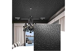 Glue-Up Ceiling Tiles for Easy Installation: STICKGOO 24x24 Black Drop Ceiling (12-Pack, 48 Sq. Ft.)