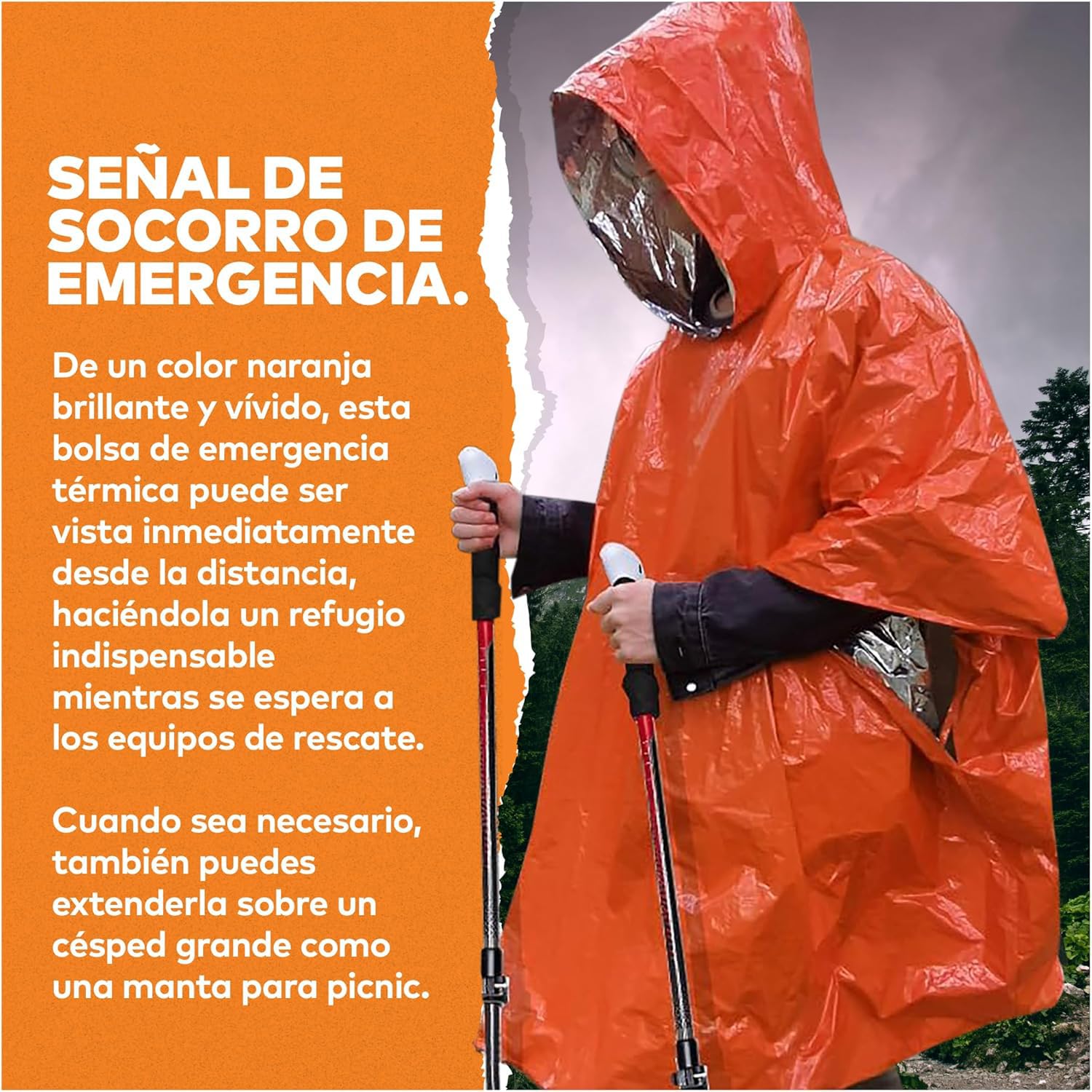 Kits de survie isolés pour l'extérieur - Couvertures d'urgence (lot de 5), 1 sac de couchage d'urgence, 1 tente d'urgence, 1 poncho d'urgence en Mylar
