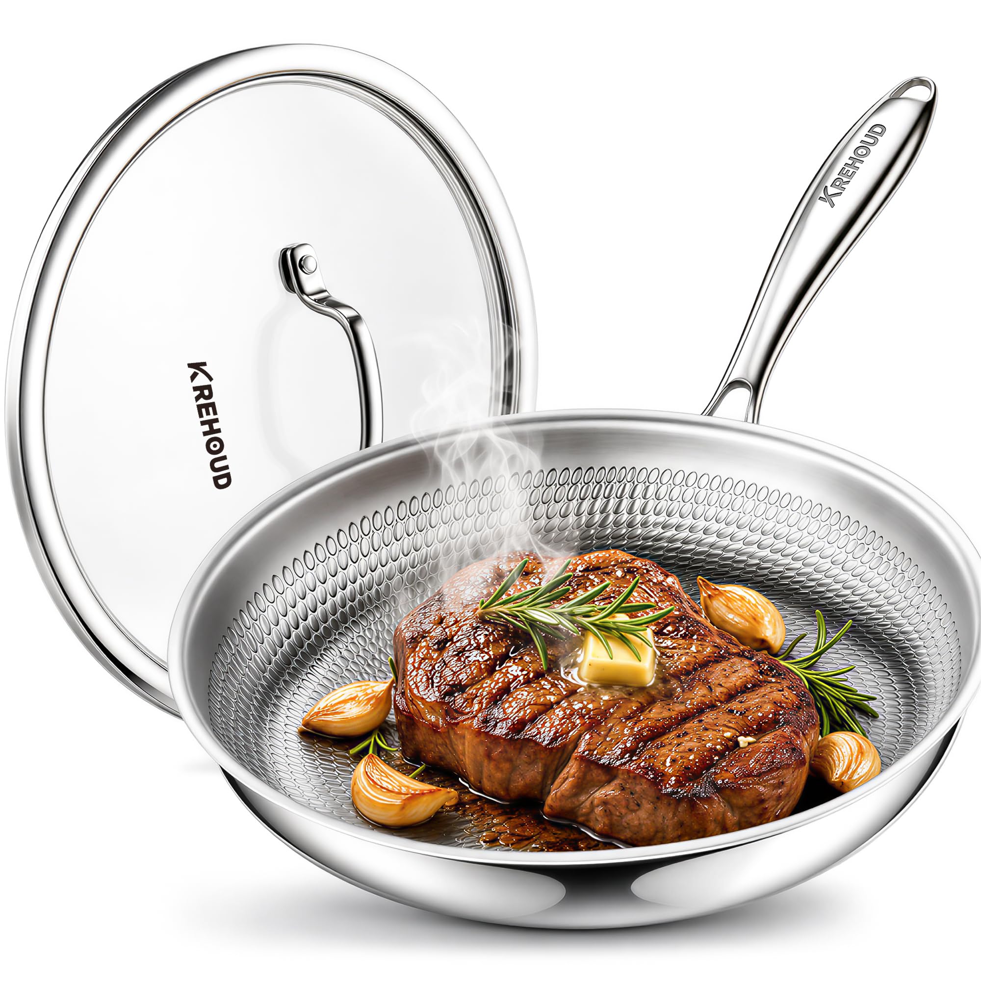 Photo 1 of KREHOUD Titanium Frying Pan - 12" Hammered, No Coating
