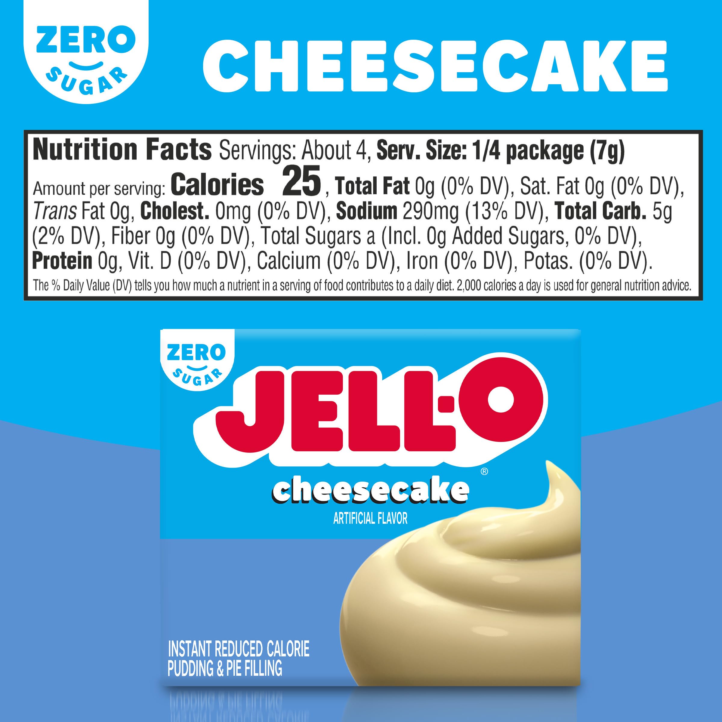 Jell-O Instant Pudding & Pie Filling Sugar Free, Cheesecake - 28g