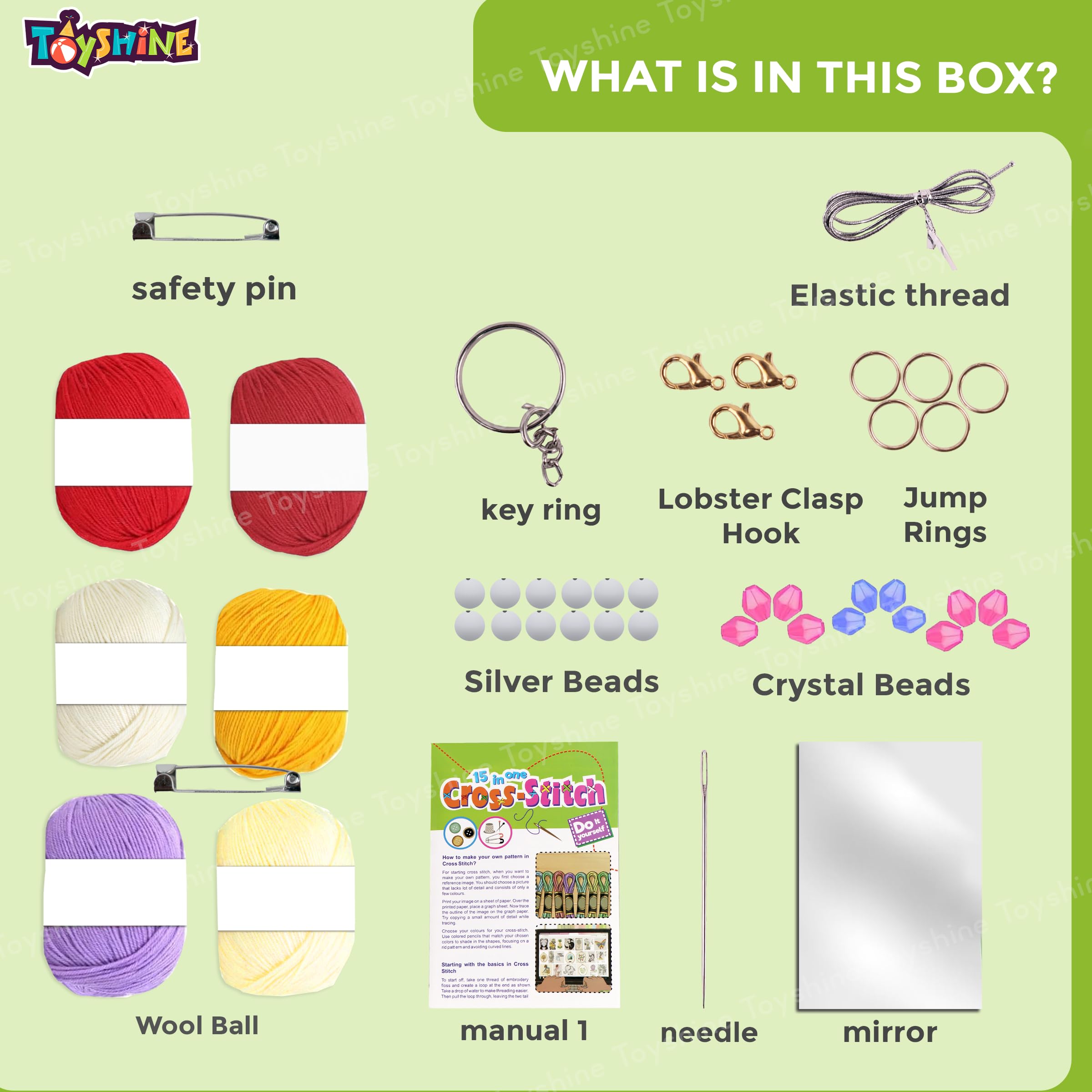 Toyshine Cross Stitch 15 in 1 Craft Embroidery Kit Stitching Game Make Your Own Cross Stitch Bag | Keychain & Photo Frame DIY Skill Development Art and Craft Kit, Birthday Gifts Toys for Girls Age 8+ - Image 6 thumbnail