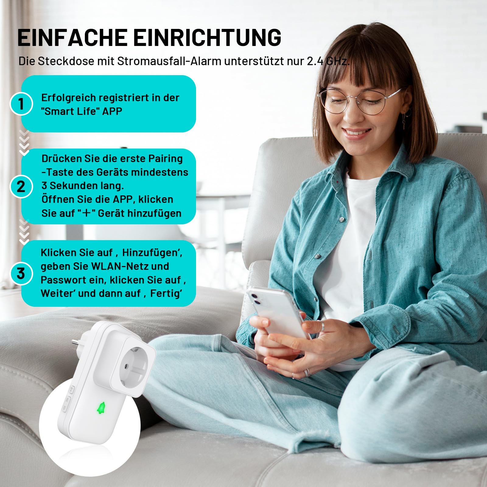 2 Pack Detector de Corte de Corriente WiFi, Enchufe de Alarma por Apagón Tuya WiFi con App Smart Life, 3 Niveles de Volumen hasta 110 dB para Acuario/Refrigerador