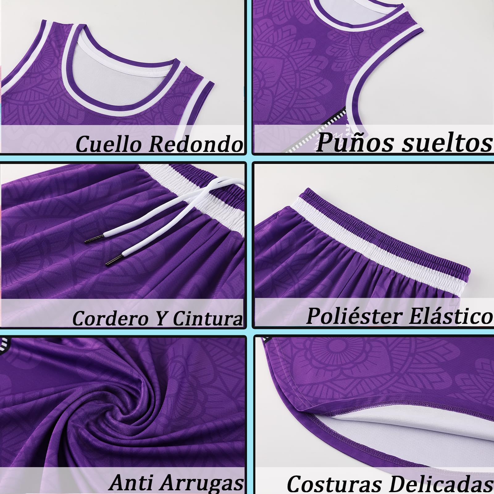 Conjunto de Camisetas de Baloncesto Personalizadas para Adultos Niño con Su Nombre, Número, Nombre del Equipo, Logotipo