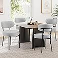 Sweetcrispy Dining Chairs Set of 2, Boucle Upholstered Modern Mid Century Round Kitchen Chairs with Curved Backrest & Metal Legs for Vanity, Living Room - Grey