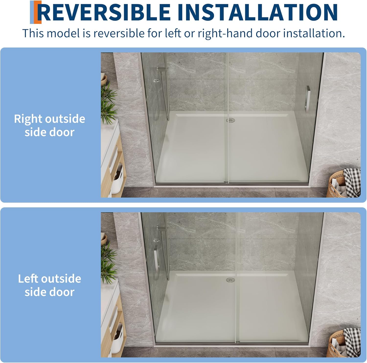 Bypass Sliding Shower Door - Double 6mm Tempered Glass with Easy-Clean Finish, Space Saving Aluminum Alloy Frame, 56 to 60 Inch Adjustable Width x 72 Inch Height, Brushed Nickel Enclosure