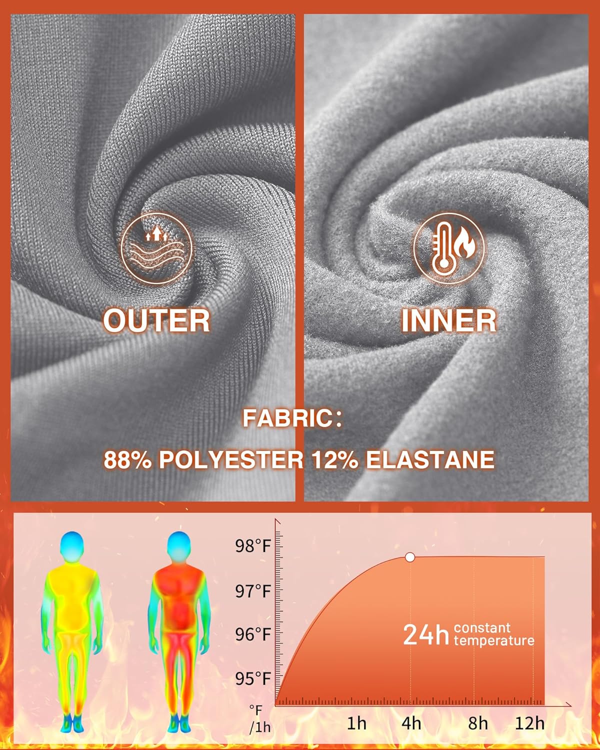 Boys Thermal Underwear Set, Kids Thermals Top and Bottom Set, Soft Fleece Lined Long Johns Base Layer for Skiing - Image 3