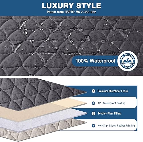 Miniatura 4 de TAOCOCO Funda 100% impermeable para sofá, funda de sofá biplaza, protector de muebles con correas elásticas para mascotas, niños, perros, gatos