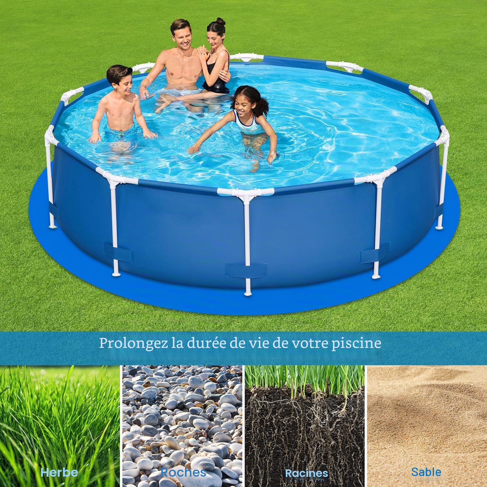 Tapis de Protection pour Piscine Ronde 18ft(5.6m) | Pour piscines plates hors, Protection indéchirable