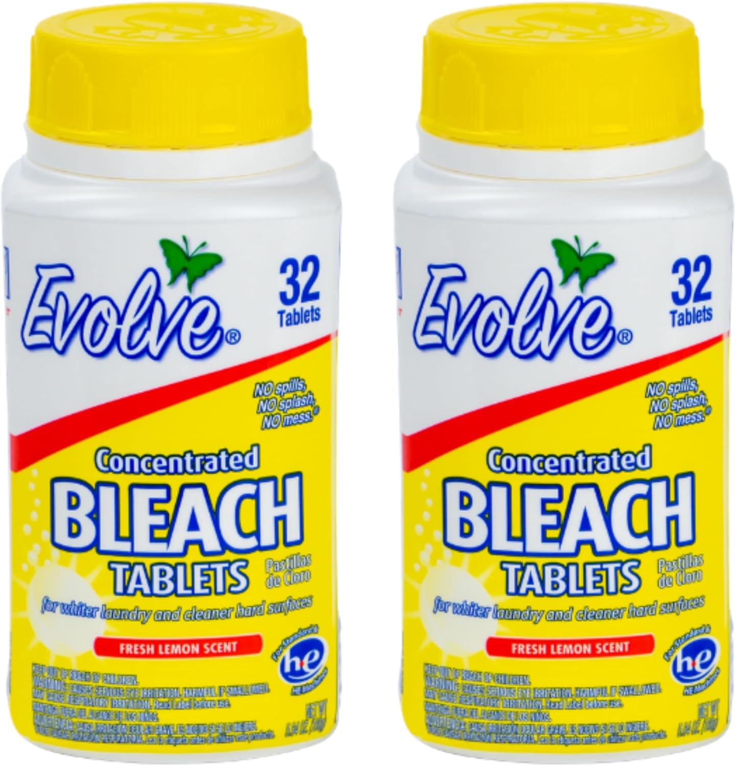 Evolve Concentrated Bleach Tablets -32 ct Fresh Lemon (2 pack) : Health & Household