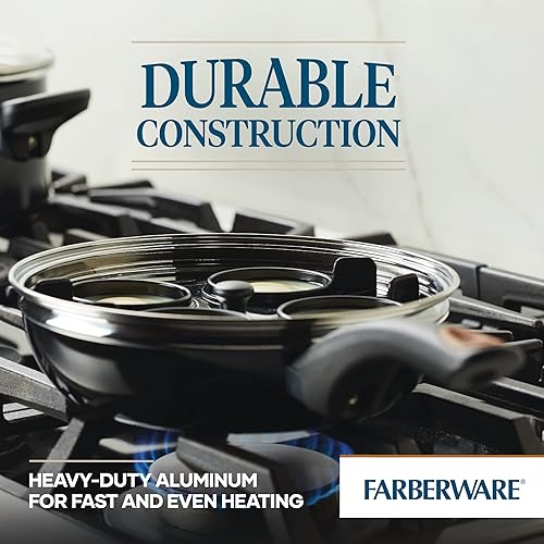 Miniatura 3 de Farberware Glide Ceramic - Sartén antiadherente apta para lavavajillas con 4 tazas y tapa para escalfar, 8 pulgadas, color negro