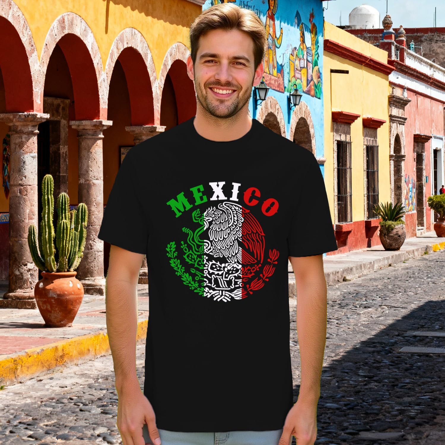 Mexico Shirts for Men Mexican Flag Shirt Mexico Patriotic Eagle Tee Tops - Image 2