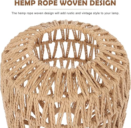 Miniatura 3 de Uonlytech Lámpara colgante de 2 piezas, pantalla de lámpara tejida, pantalla de ratán, pantalla de mimbre, pantalla de lámpara colgante de ratán