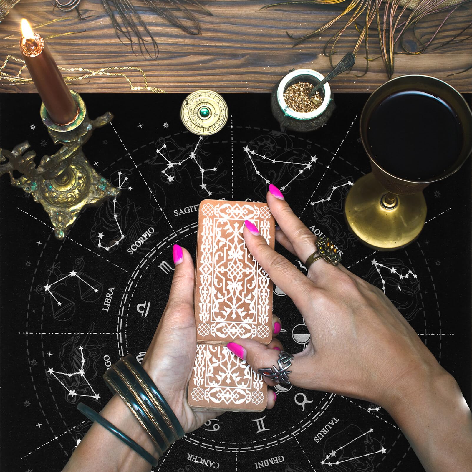 Alipis 1kawałek Mysterious Tarot Divination Tablecloth Flannel Antypoślizgowy Idealny Do Gier Planszowych i Imprez Magiczna Atmosfera Dla Miłośników Tarota